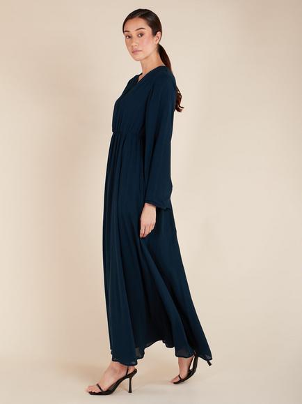 Aab Waist Pleat Maxi Dress, Blue - view 2, Blue
