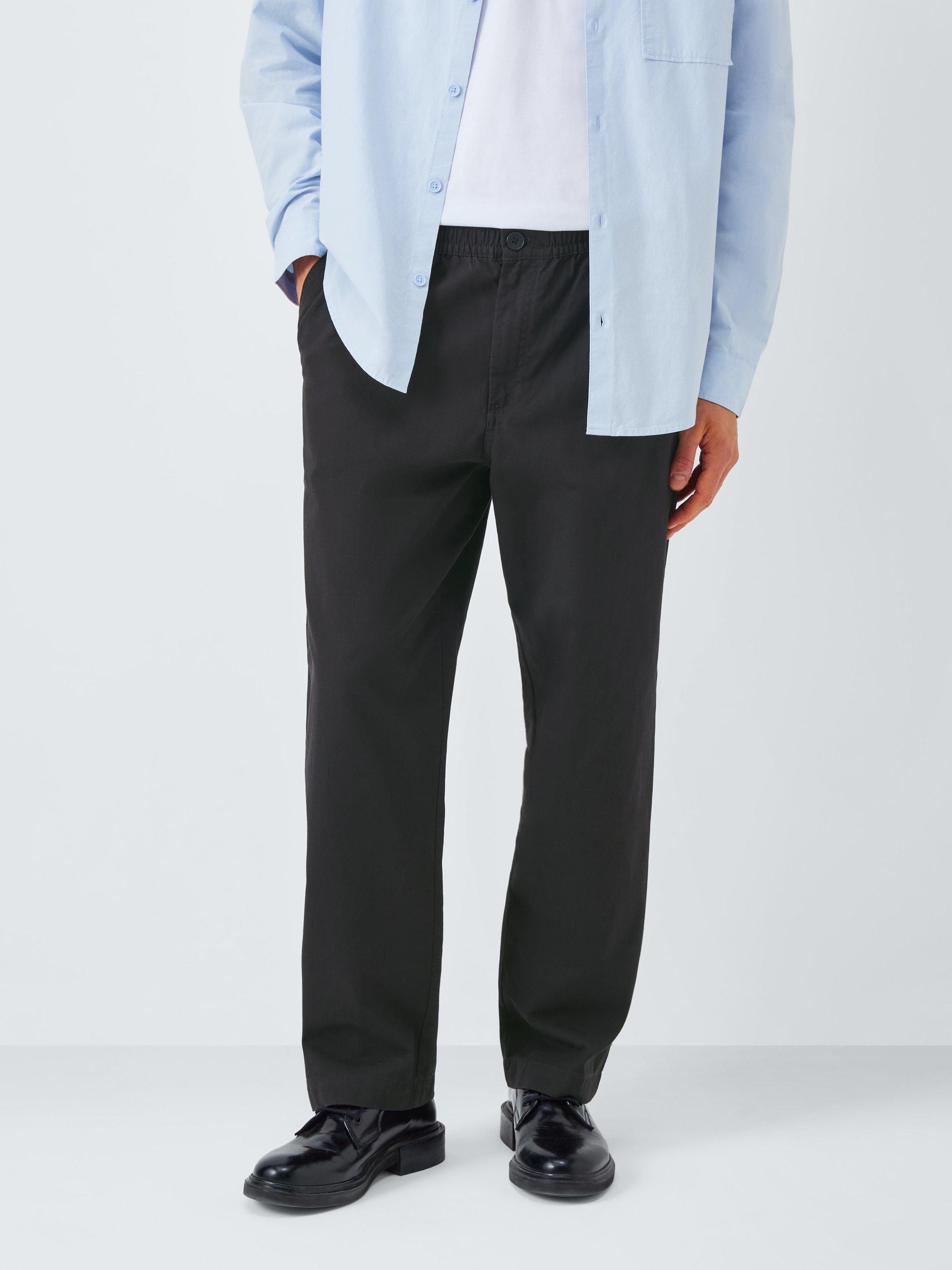 Product image 1 of 6, which shows Kin Straight Ripstop Cotton Trousers, Black, S