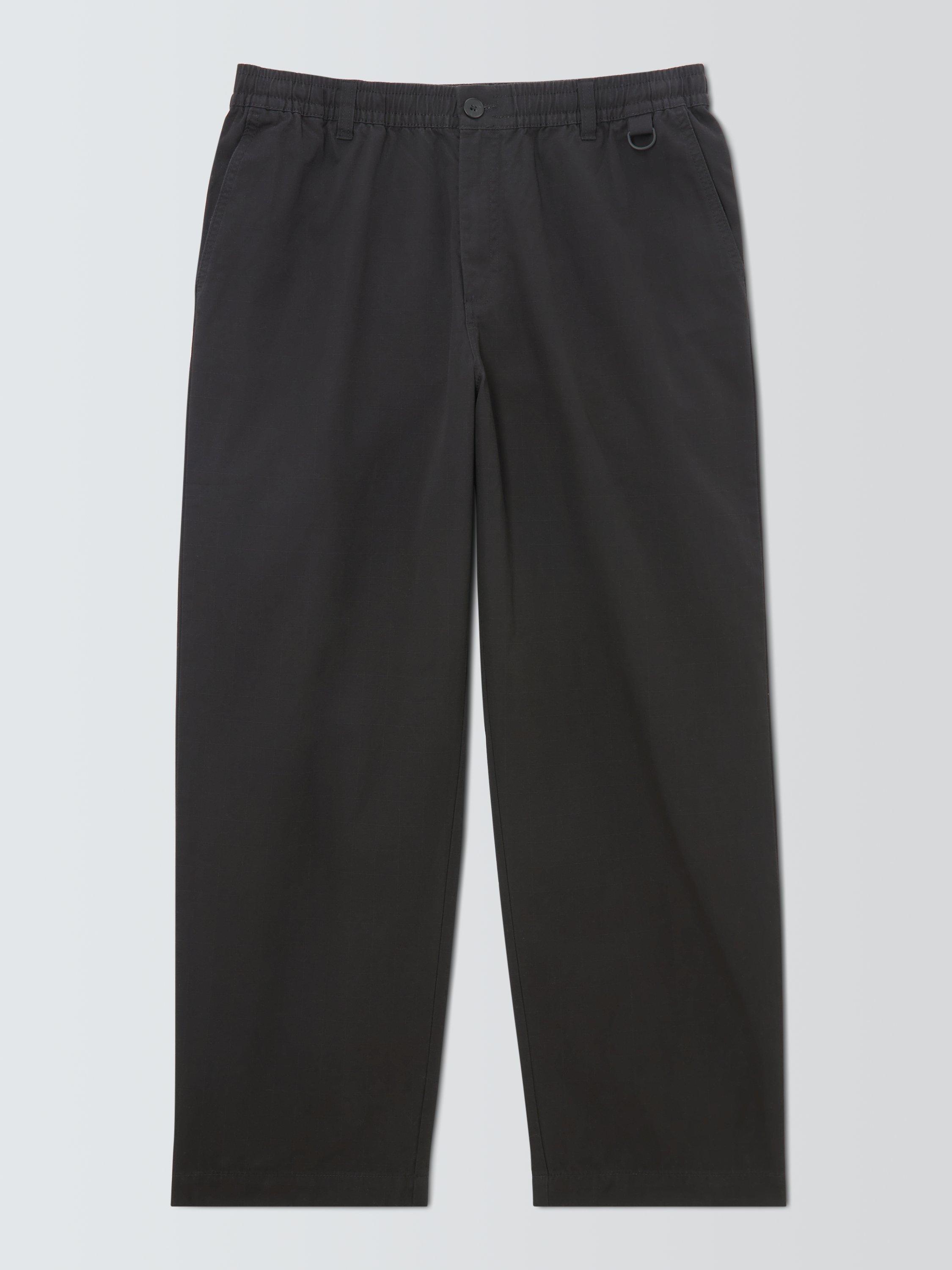 Product image 4 of 6, which shows Kin Straight Ripstop Cotton Trousers, Black, S