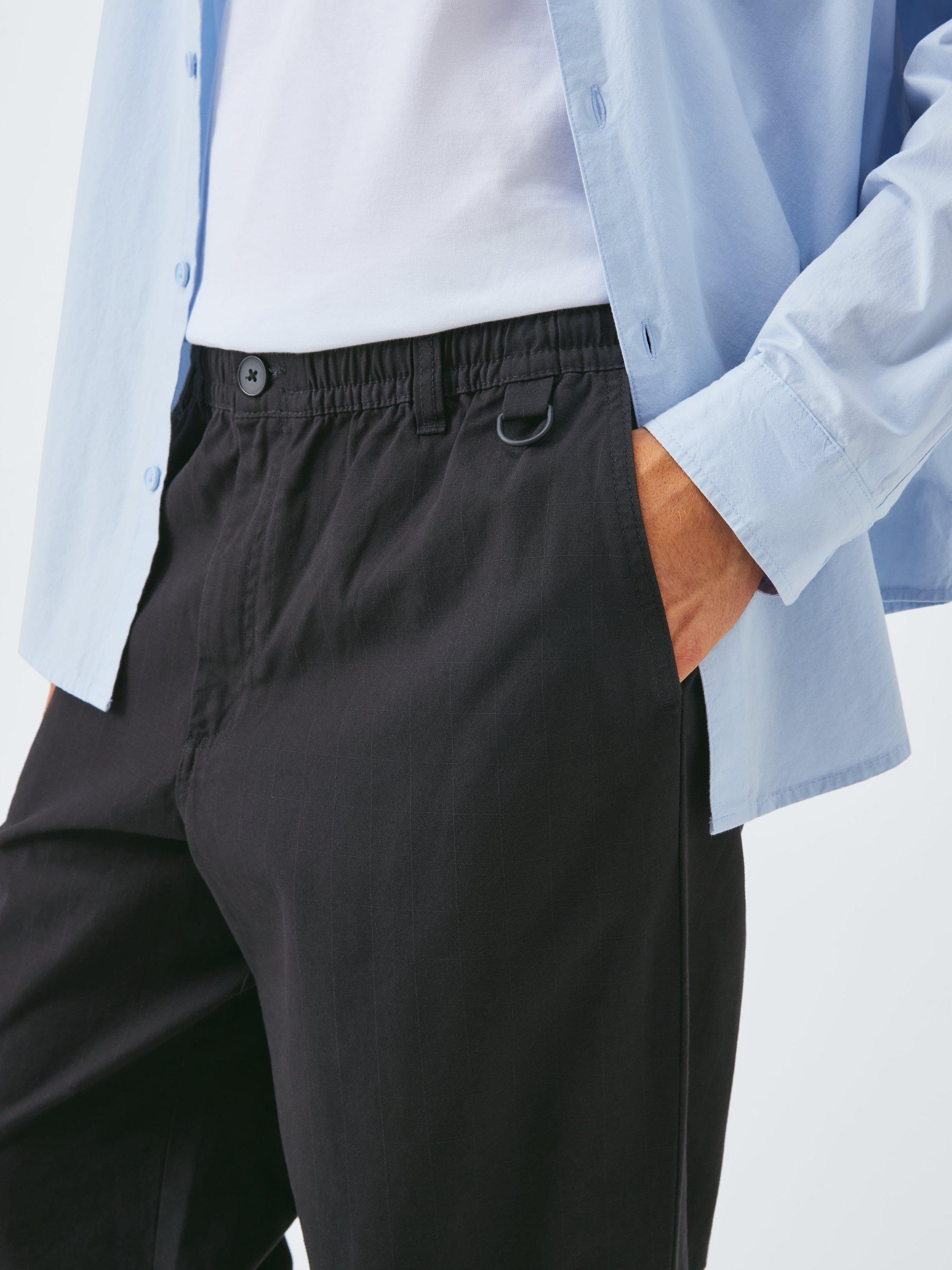 Product image 6 of 6, which shows Kin Straight Ripstop Cotton Trousers, Black, S