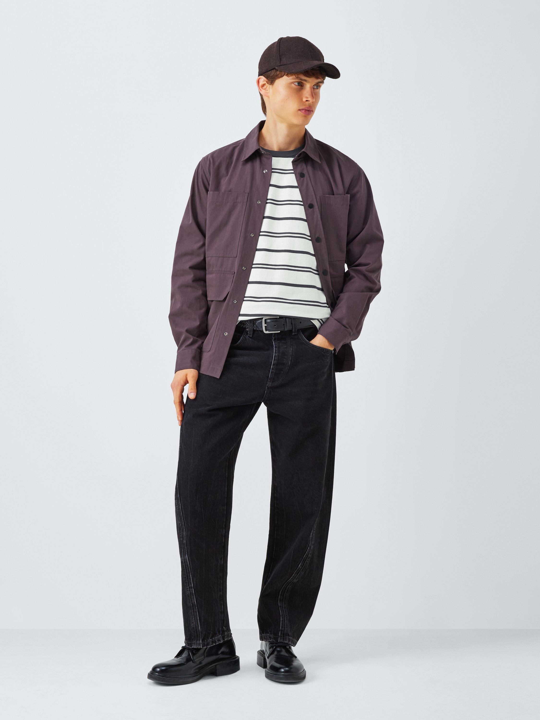 Product image 3 of 6, which shows Kin Crew Neck Stripe Cotton T-Shirt, Cloud Dancer, S