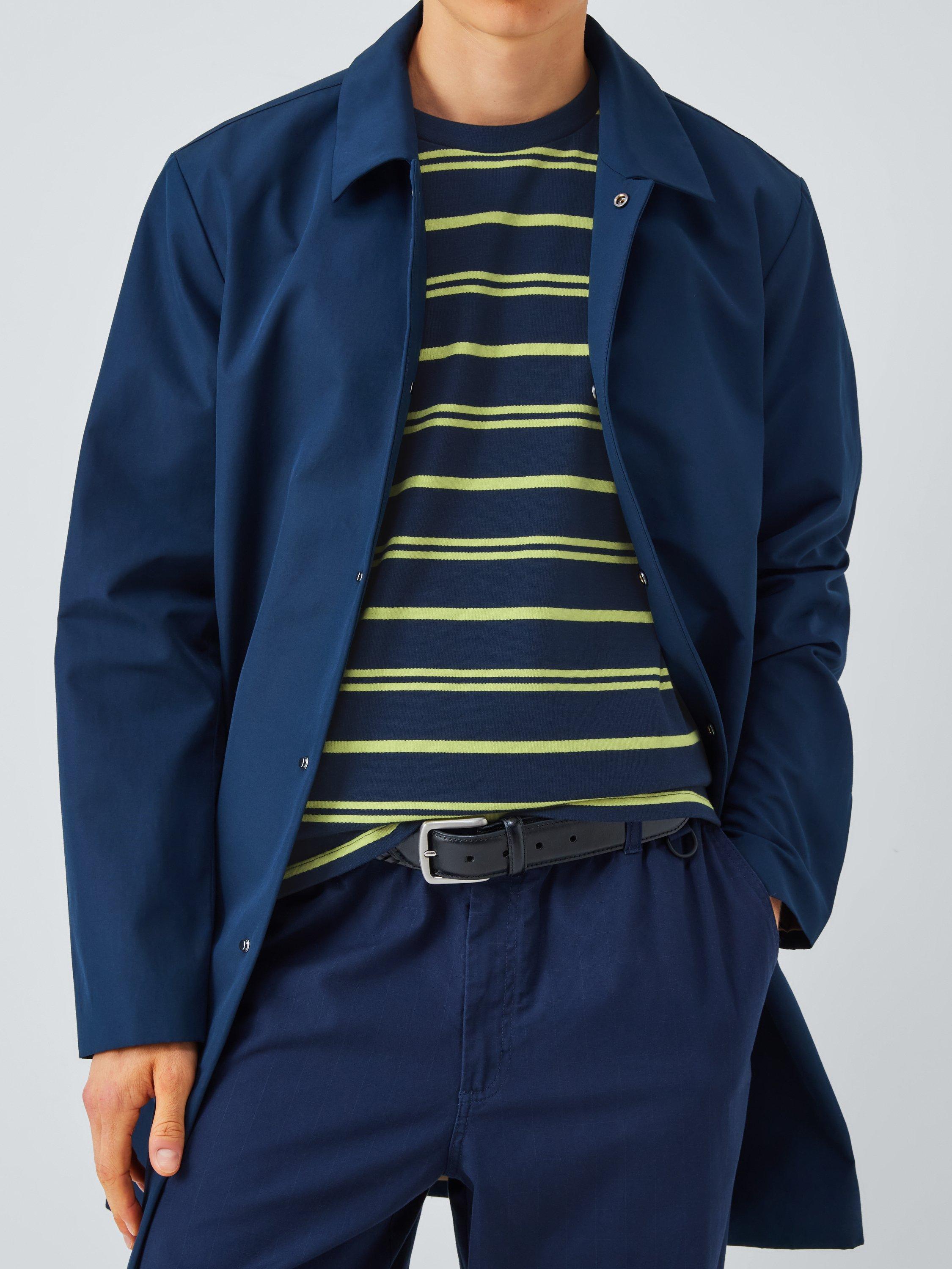 Product image 5 of 6, which shows Kin Crew Neck Stripe Cotton T-Shirt, Dark Sapphire, S