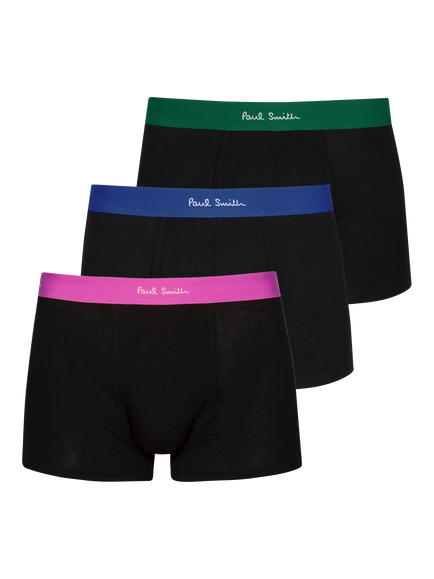Paul Smith Bright Band Cotton Blend Trunks, Pack of 3, Black