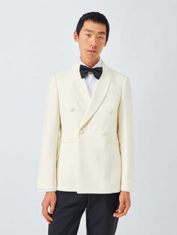 John Lewis Double Breasted Wool Blend Dinner Jacket, White