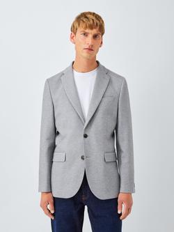 John Lewis Single Breasted Cotton Blend Knit Blazer, Grey