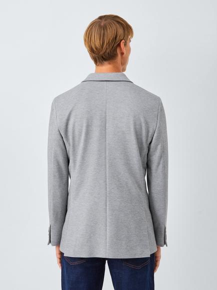 John Lewis Single Breasted Cotton Blend Knit Blazer - view 2, Grey