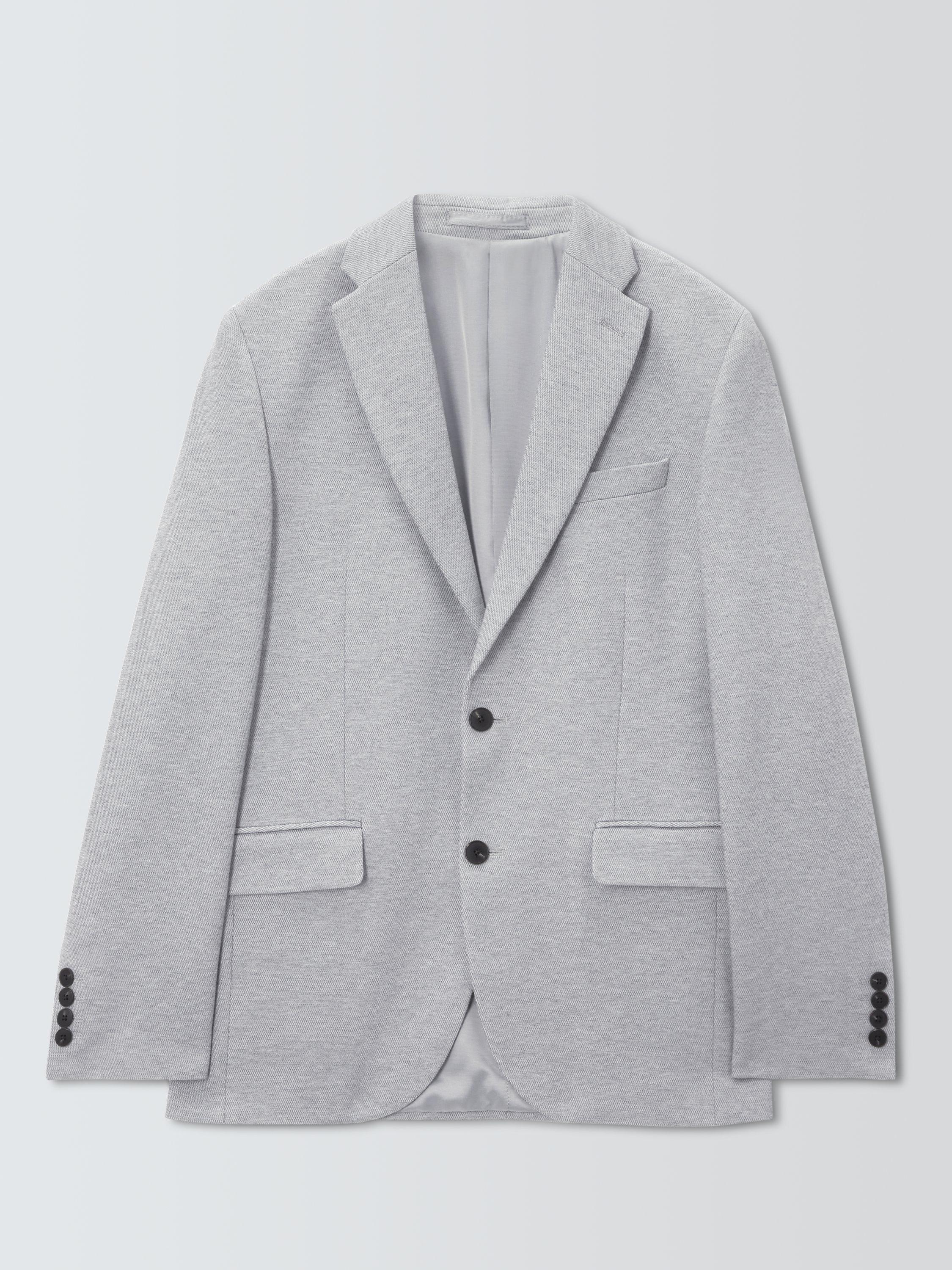 Product image 4 of 7, which shows John Lewis Single Breasted Cotton Blend Knit Blazer, Grey, 38R