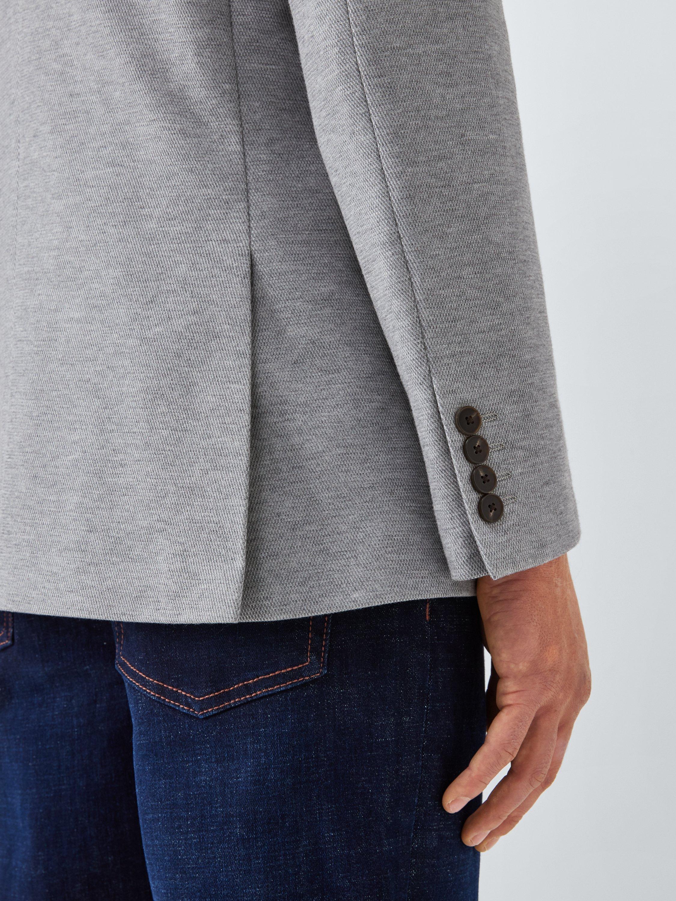 Product image 6 of 7, which shows John Lewis Single Breasted Cotton Blend Knit Blazer, Grey, 38R