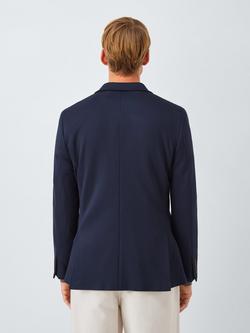 John Lewis Single Breasted Cotton Blend Knit Blazer - view 2, Navy