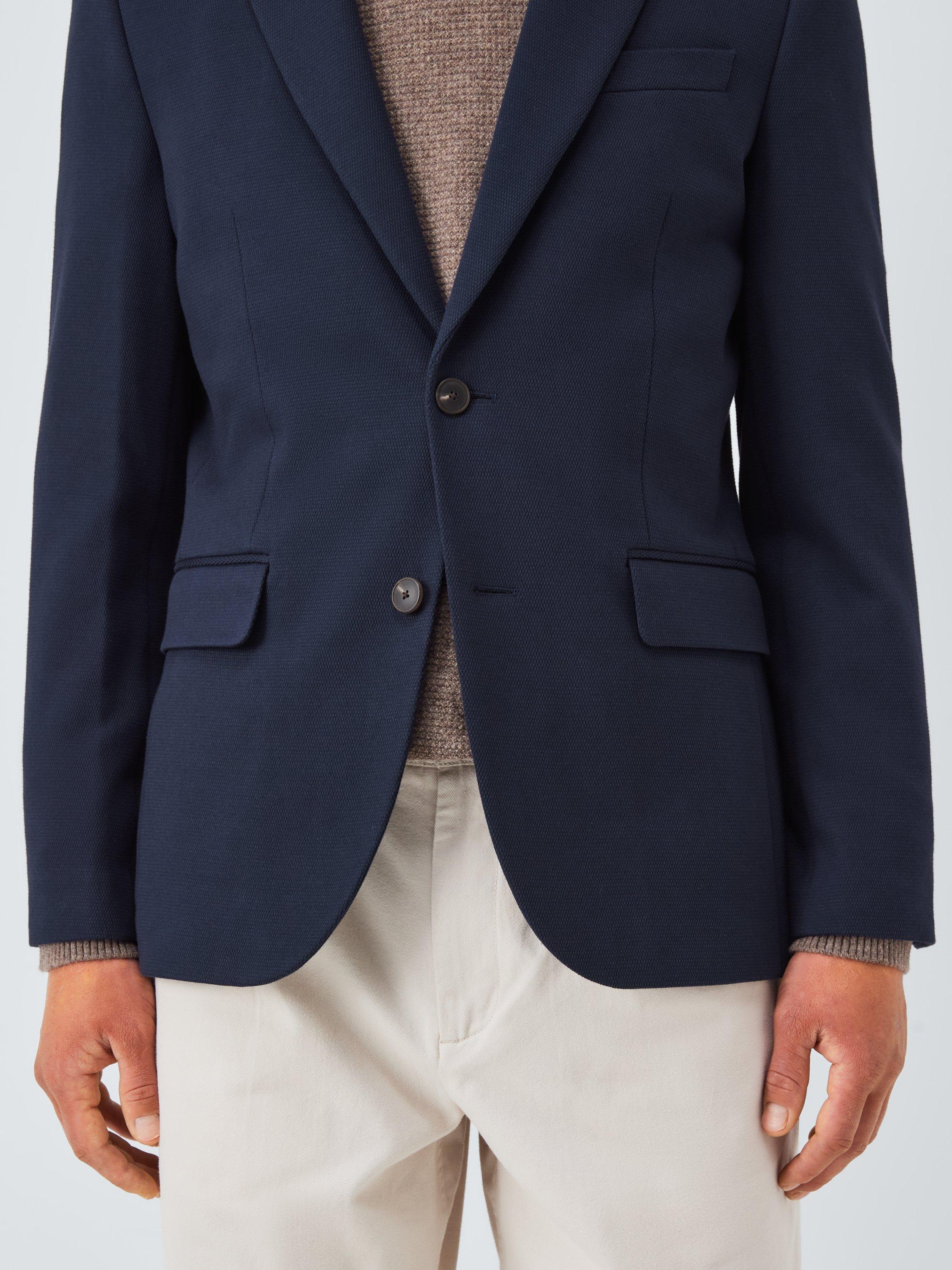 Product image 6 of 7, which shows John Lewis Single Breasted Cotton Blend Knit Blazer, Navy, 38R