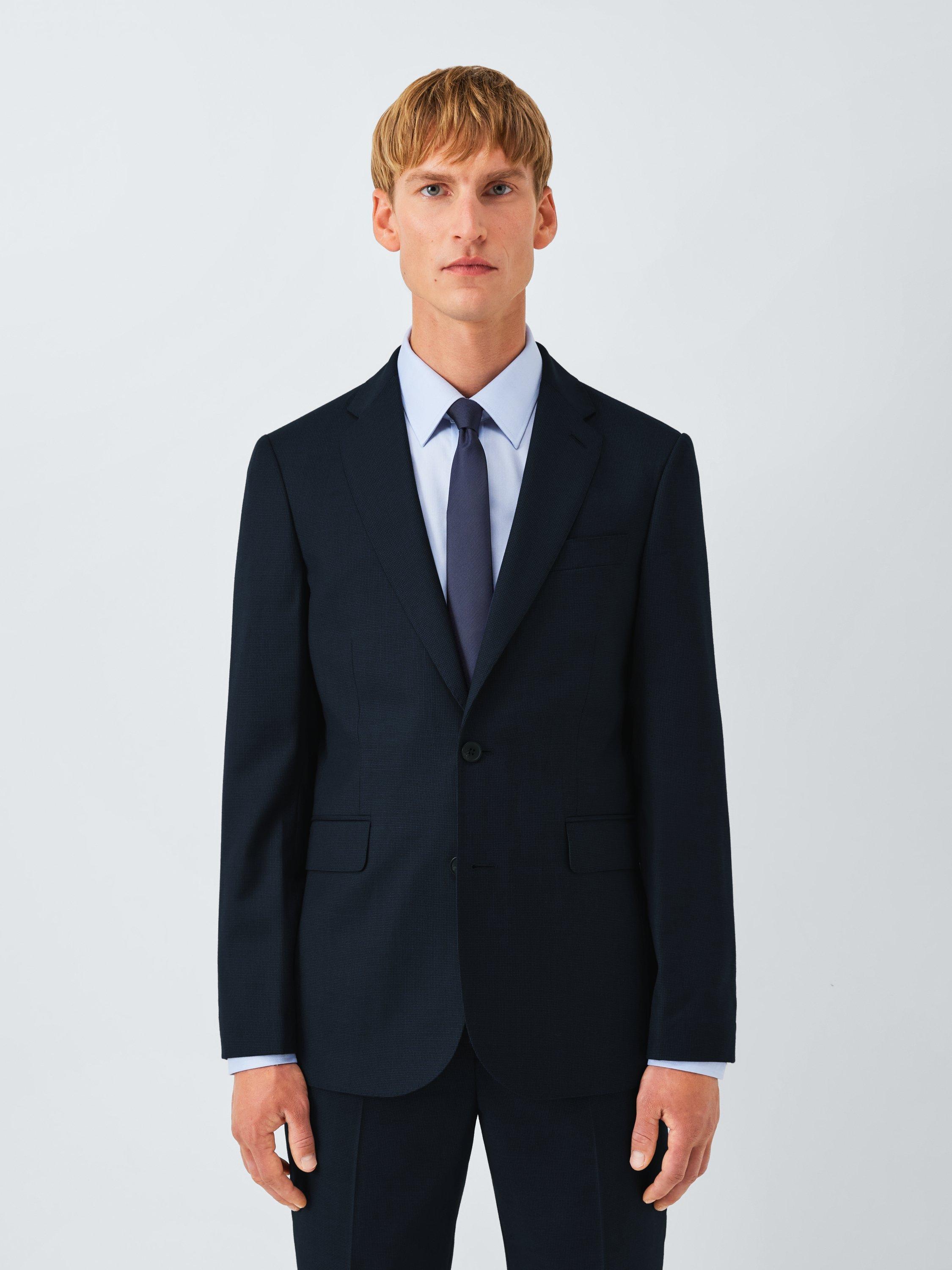 Product image 1 of 7, which shows John Lewis Semi Plain Wool Regular Fit Suit Jacket, Navy, 36R