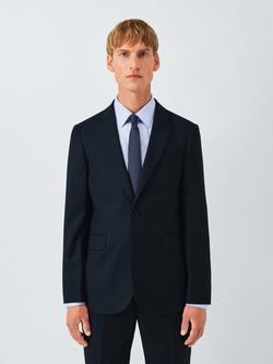 John Lewis Semi Plain Wool Regular Fit Suit Jacket, Navy, Navy