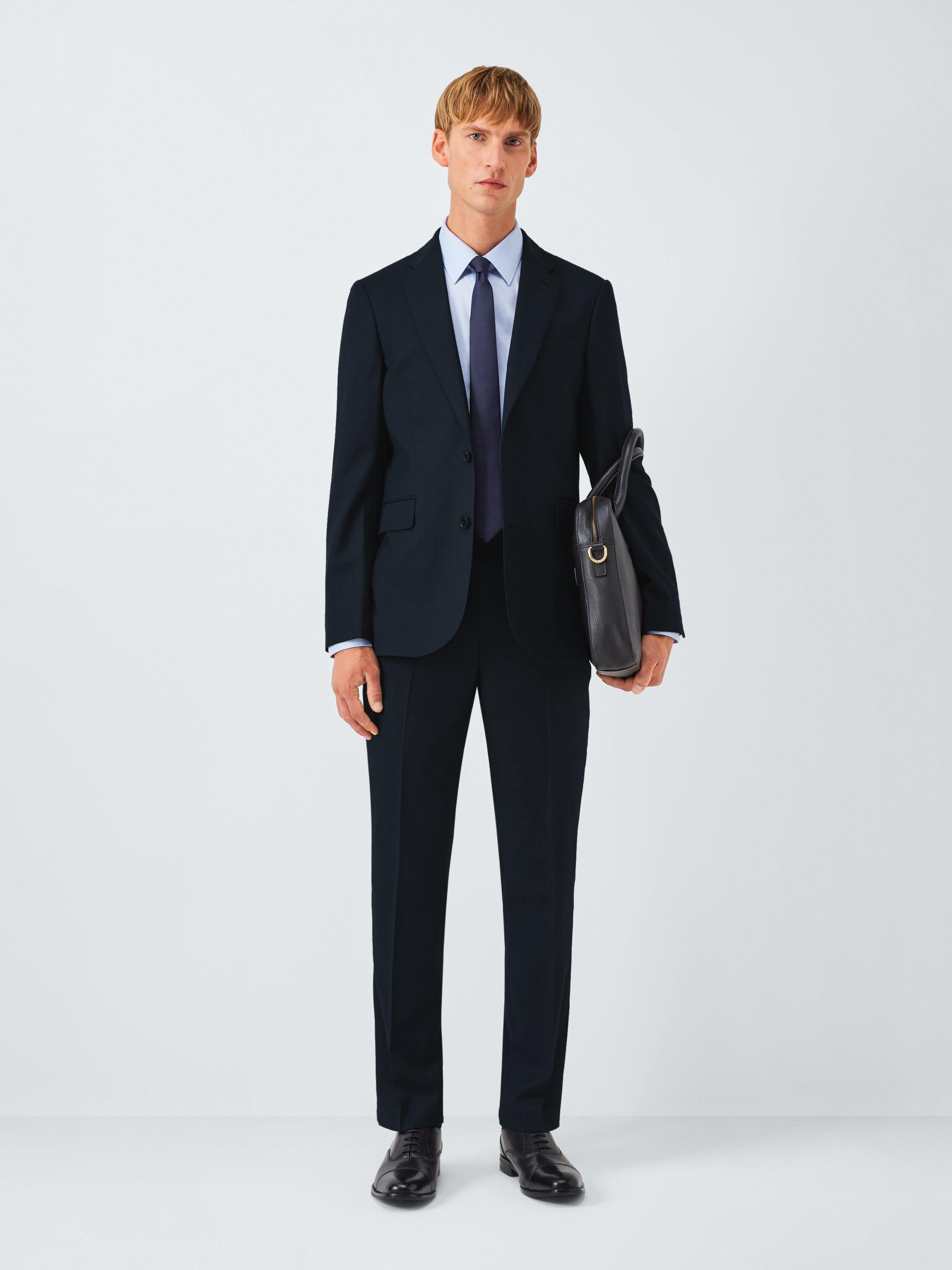 Product image 3 of 7, which shows John Lewis Semi Plain Wool Regular Fit Suit Jacket, Navy, 36R