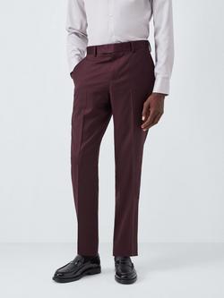 John Lewis Super 100's Wool Dinner Trousers, Burgundy, Burgundy