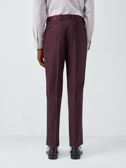 John Lewis Super 100's Wool Dinner Trousers, Burgundy - view 2, Burgundy