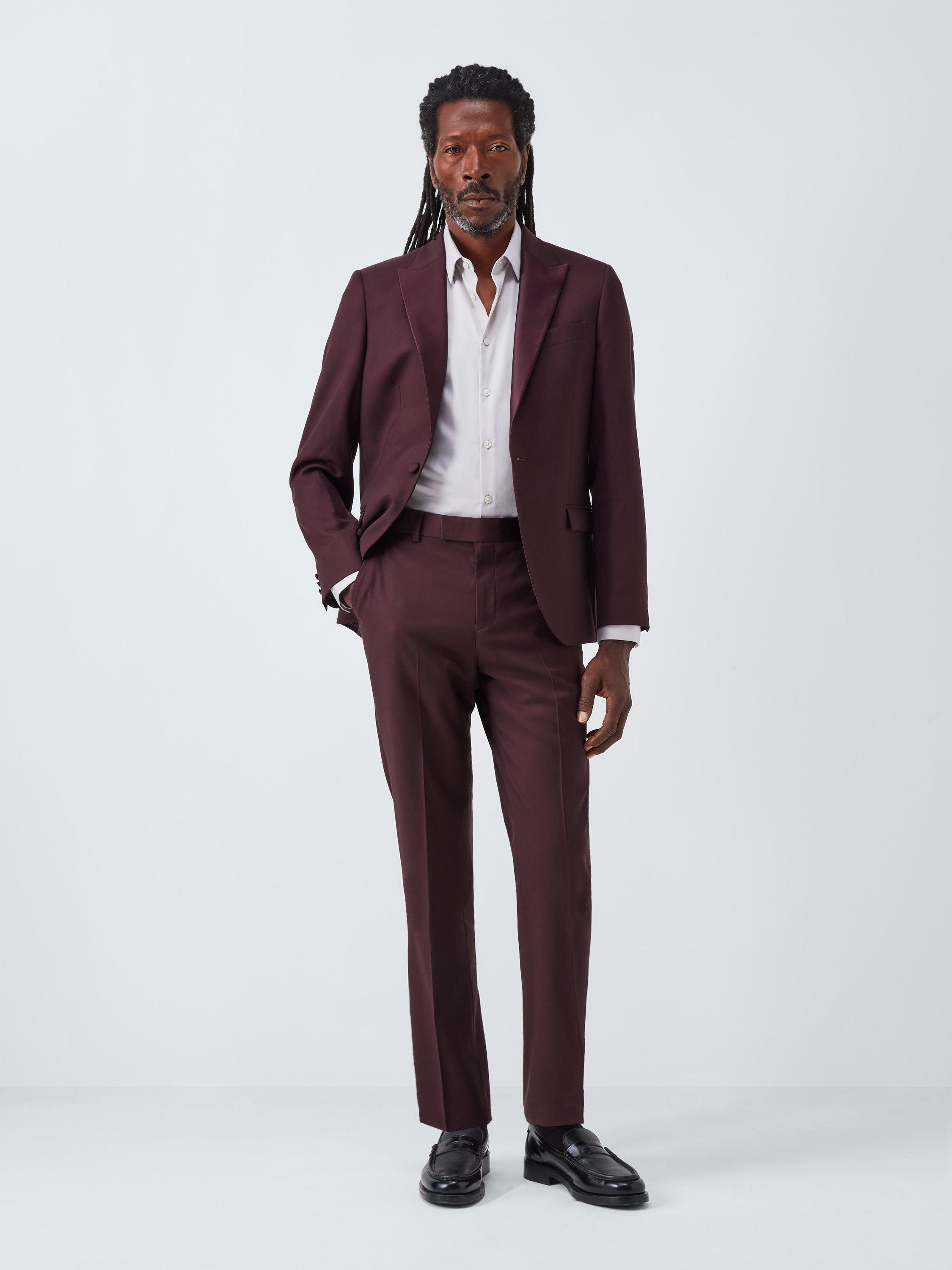 Product image 3 of 7, which shows John Lewis Super 100's Wool Dinner Trousers, Burgundy, 30R