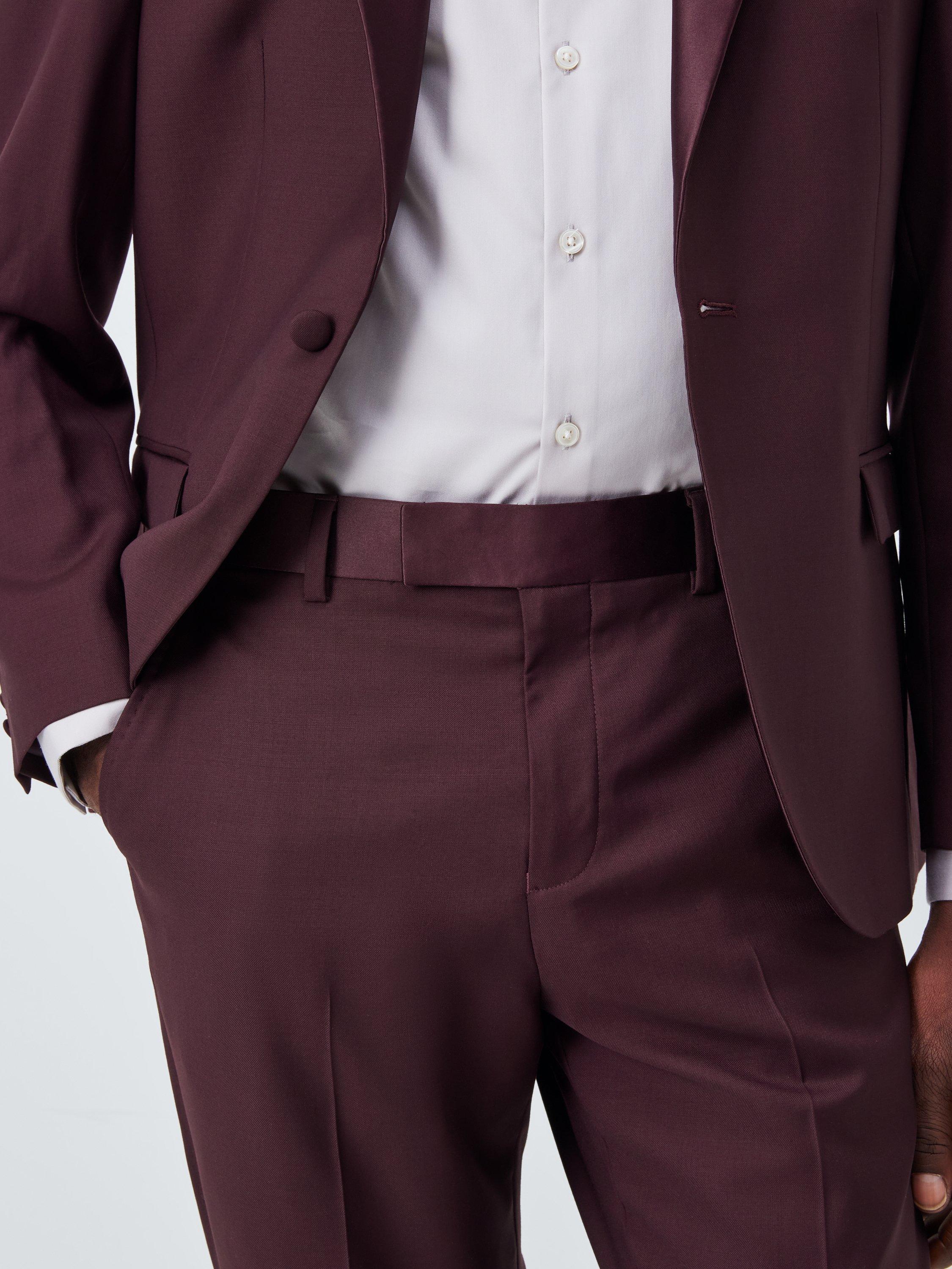 Product image 5 of 7, which shows John Lewis Super 100's Wool Dinner Trousers, Burgundy, 30R
