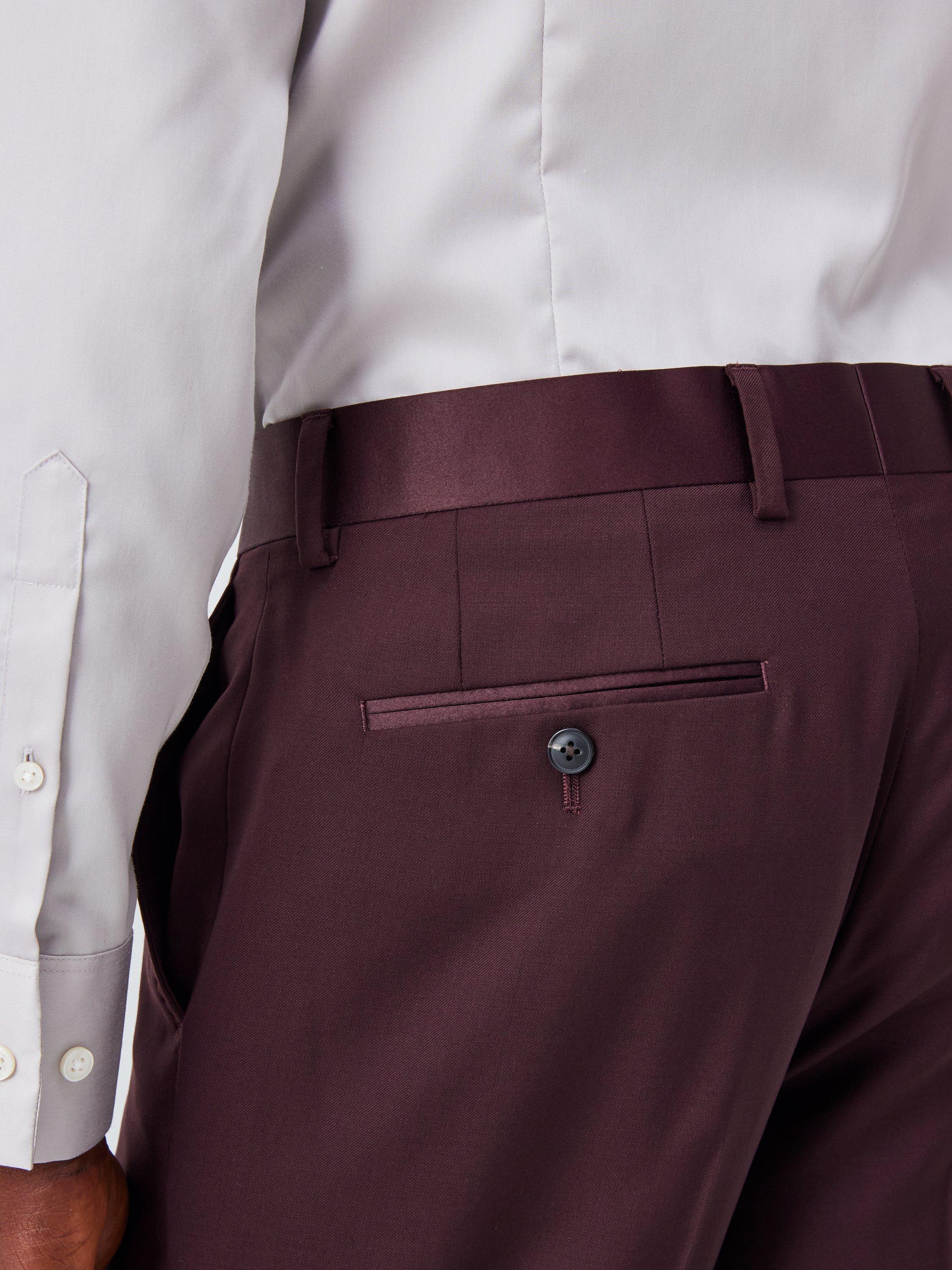 Product image 6 of 7, which shows John Lewis Super 100's Wool Dinner Trousers, Burgundy, 30R