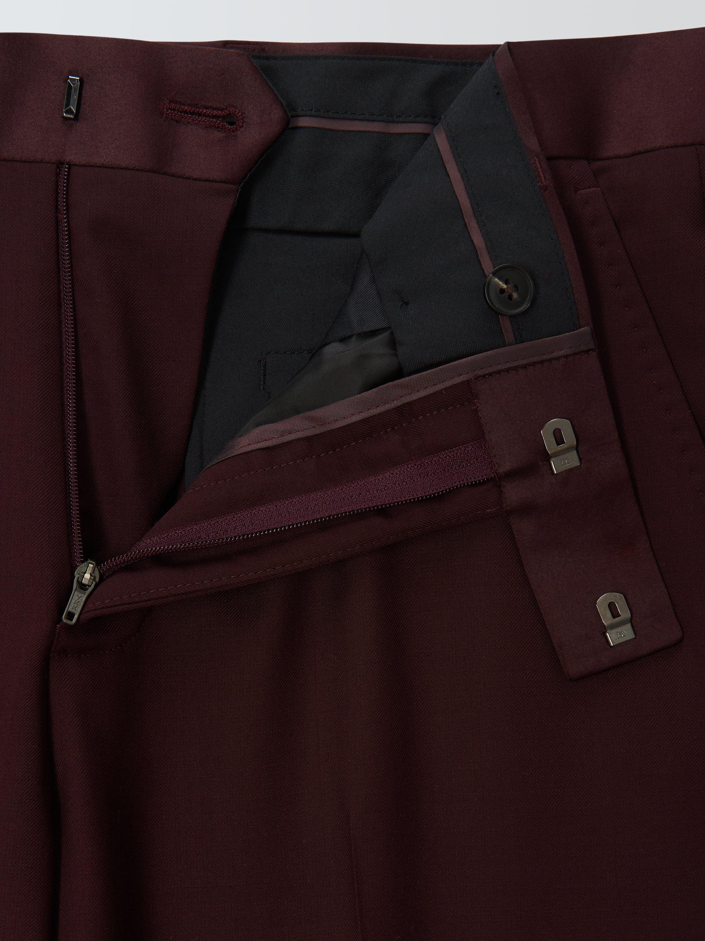 Product image 7 of 7, which shows John Lewis Super 100's Wool Dinner Trousers, Burgundy, 30R