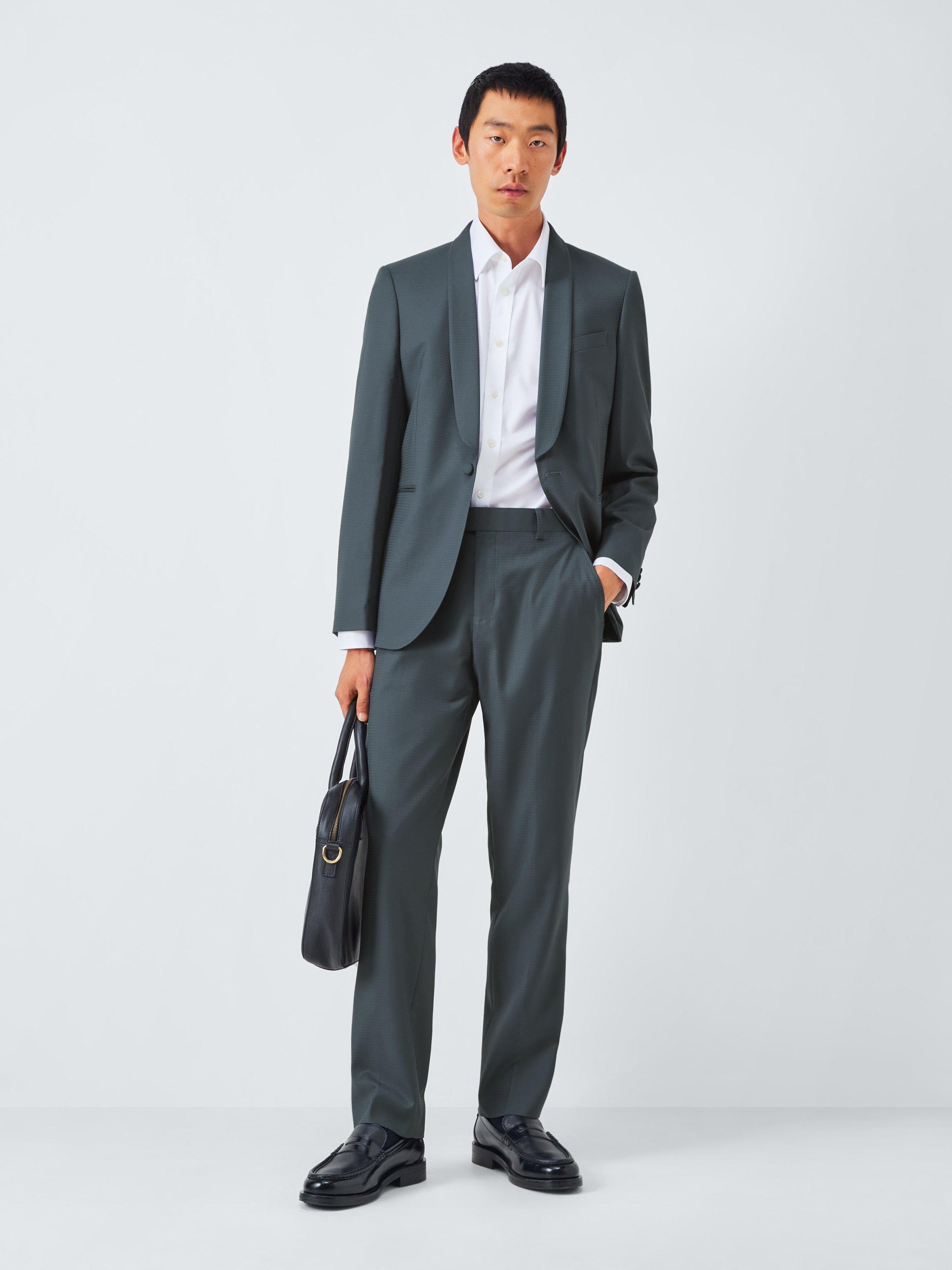 Product image 4 of 7, which shows John Lewis Jacquard Dinner Trousers, Airforce, 30R