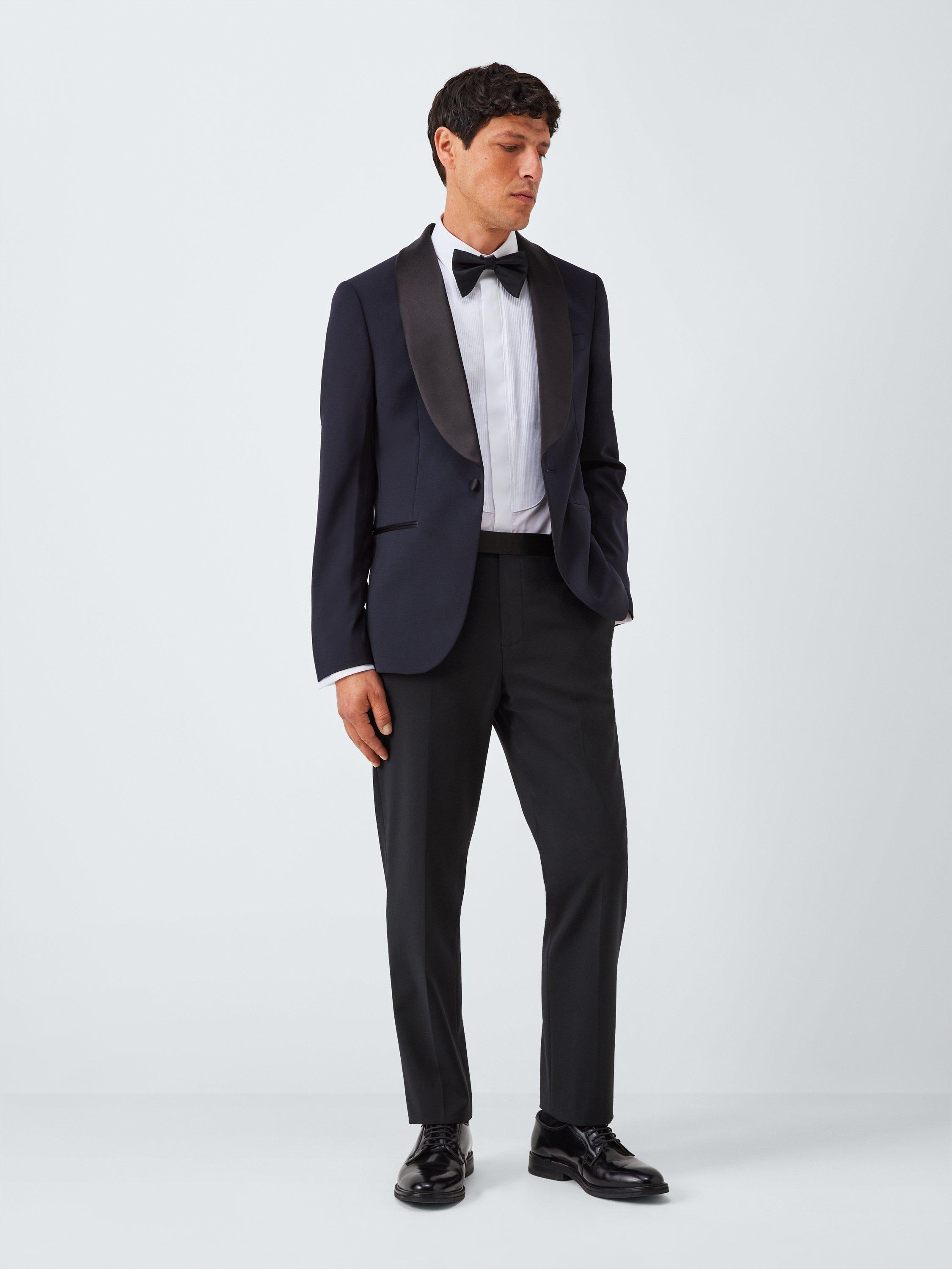 Product image 3 of 7, which shows John Lewis Slim Fit Wool Blend Dinner Trousers, Navy, 30R