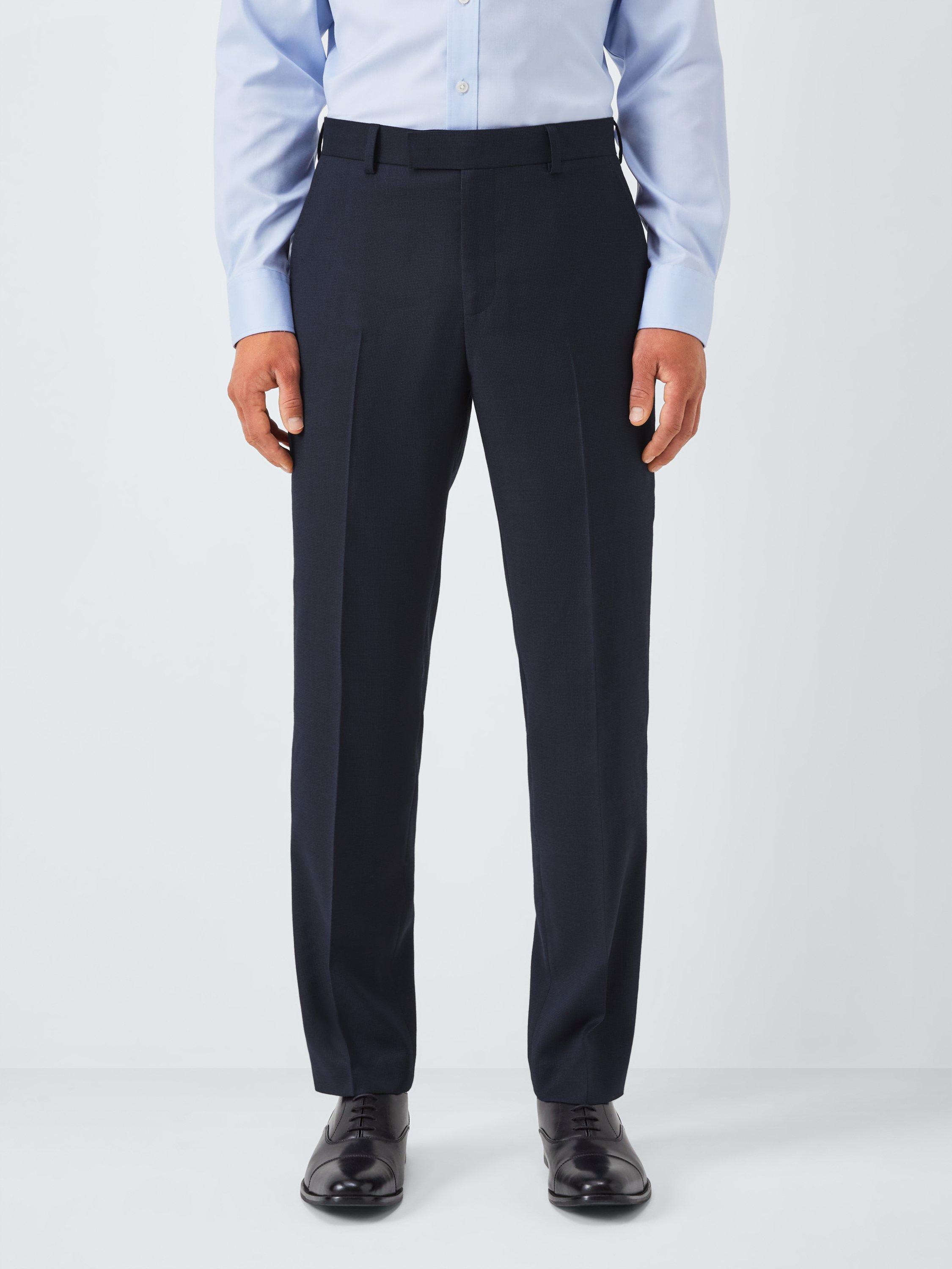 Product image 1 of 7, which shows John Lewis Semi Plain Wool Regular Fit Suit Trousers, Navy, 30R