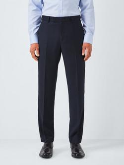 John Lewis Semi Plain Wool Regular Fit Suit Trousers, Navy, Navy