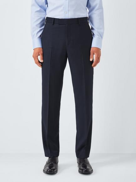 John Lewis Semi Plain Wool Regular Fit Suit Trousers, Navy, Navy