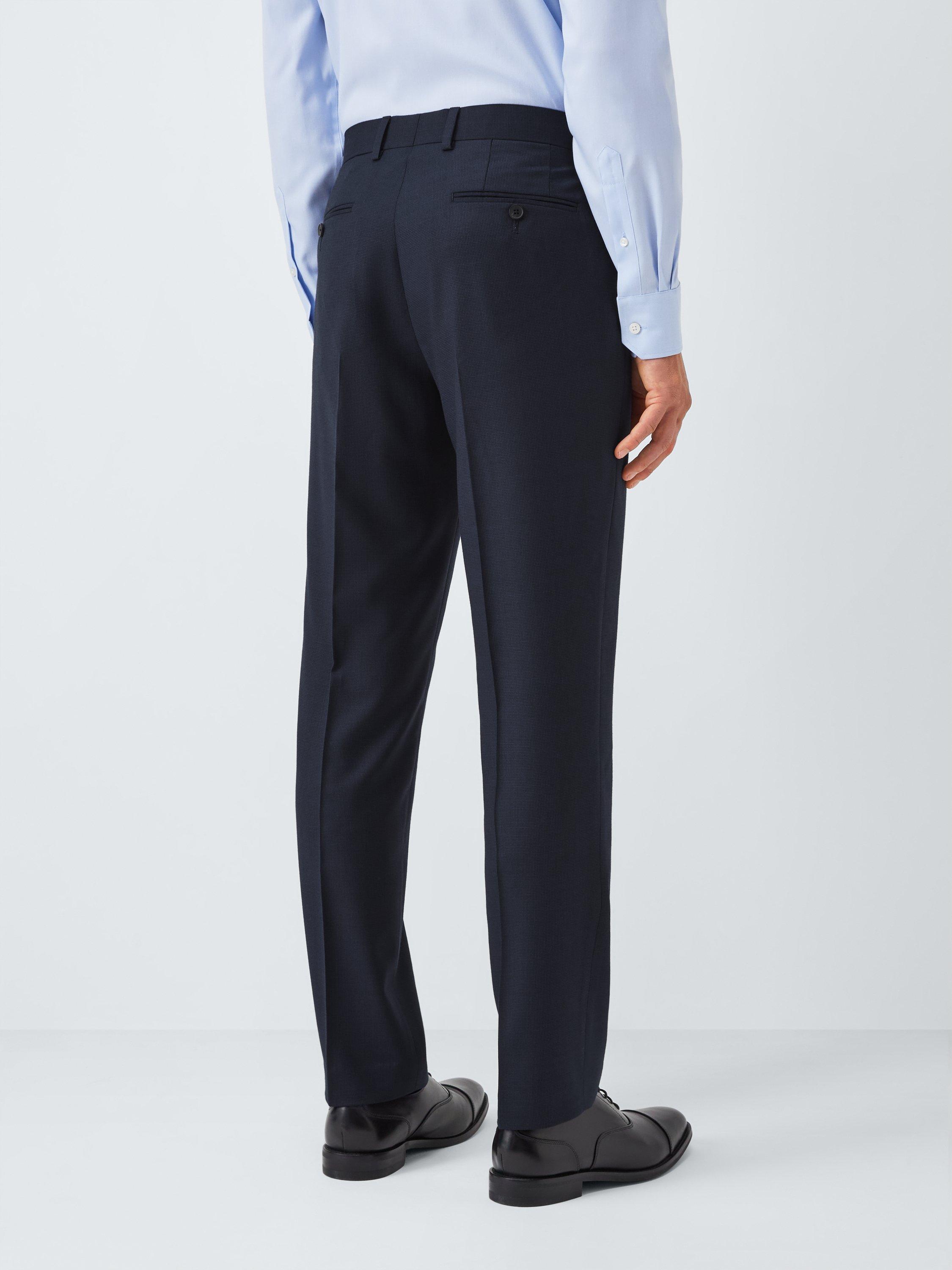 Product image 2 of 7, which shows John Lewis Semi Plain Wool Regular Fit Suit Trousers, Navy, 30R