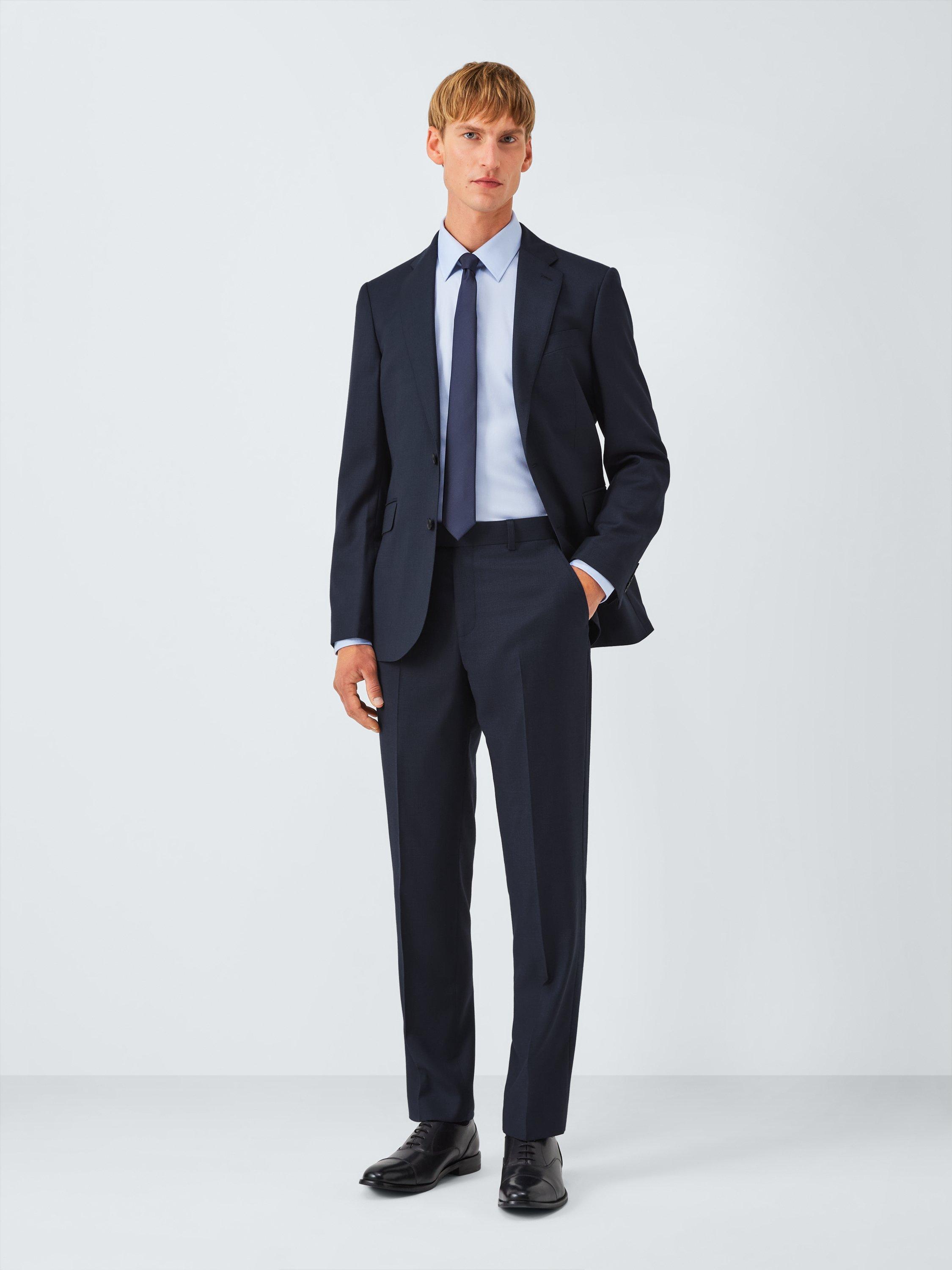 Product image 3 of 7, which shows John Lewis Semi Plain Wool Regular Fit Suit Trousers, Navy, 30R