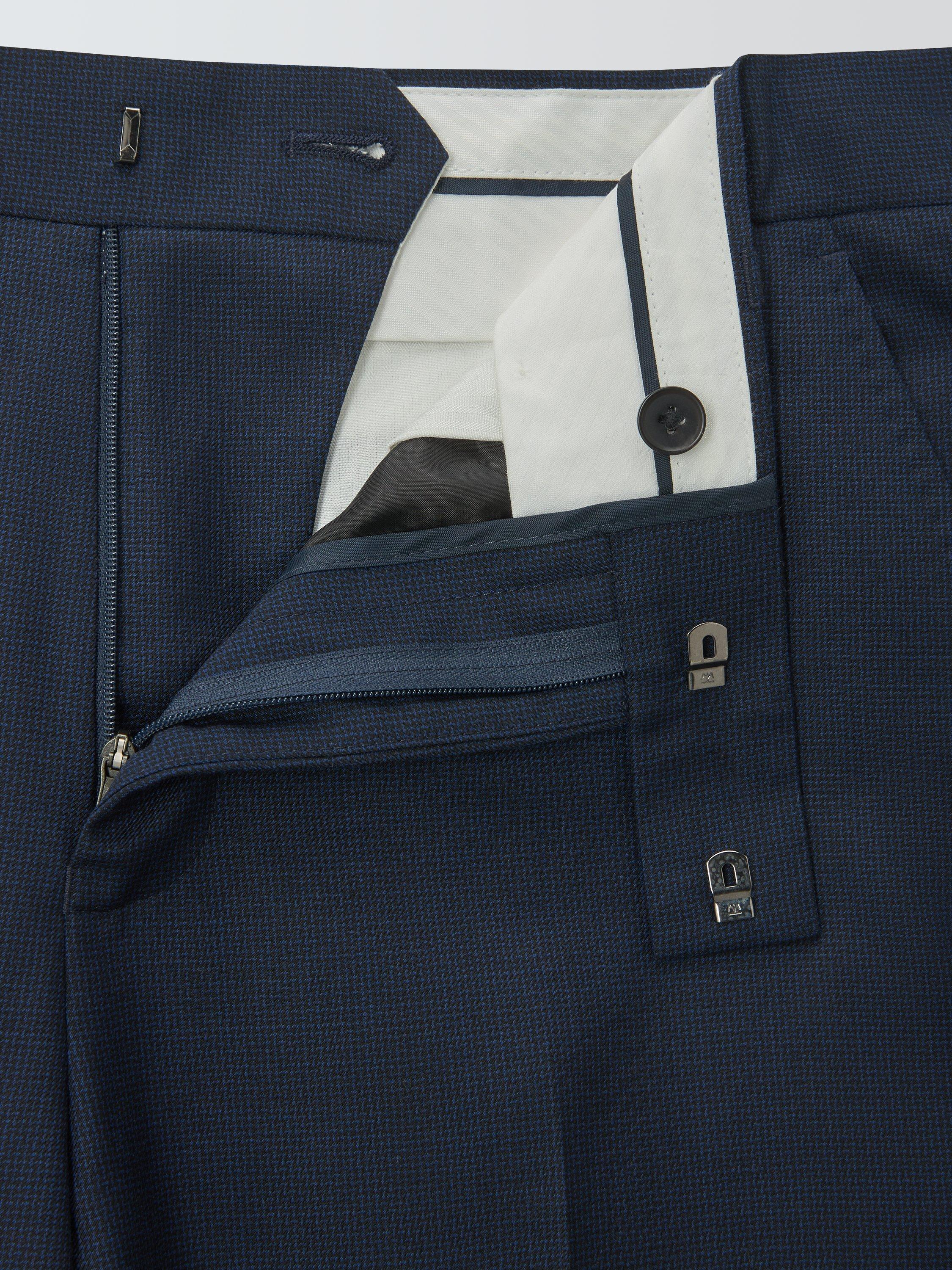 Product image 7 of 7, which shows John Lewis Semi Plain Wool Regular Fit Suit Trousers, Navy, 30R