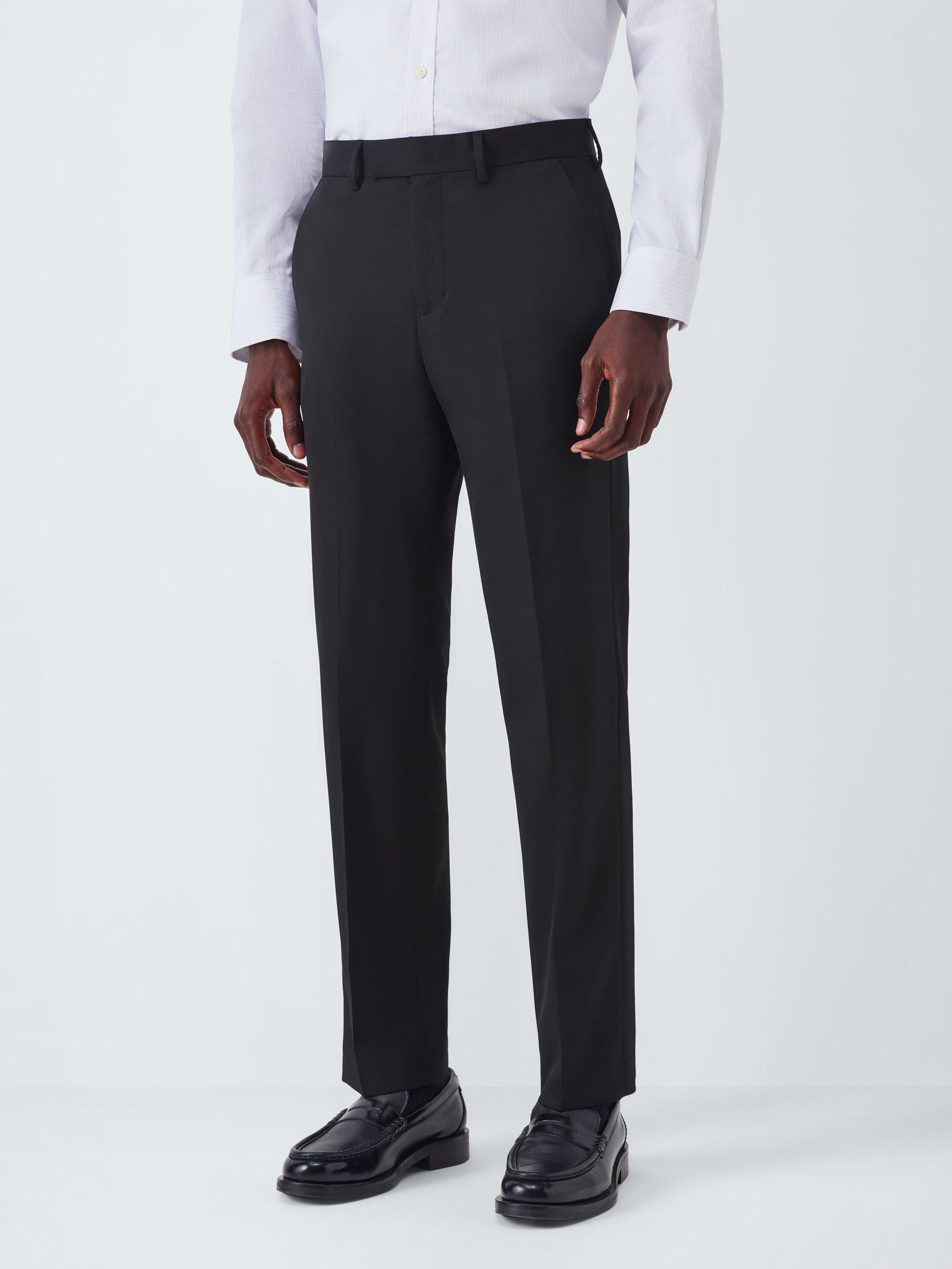 Product image 1 of 7, which shows John Lewis Washable Wool Blend Regular Fit Suit Trousers, Black, 30R