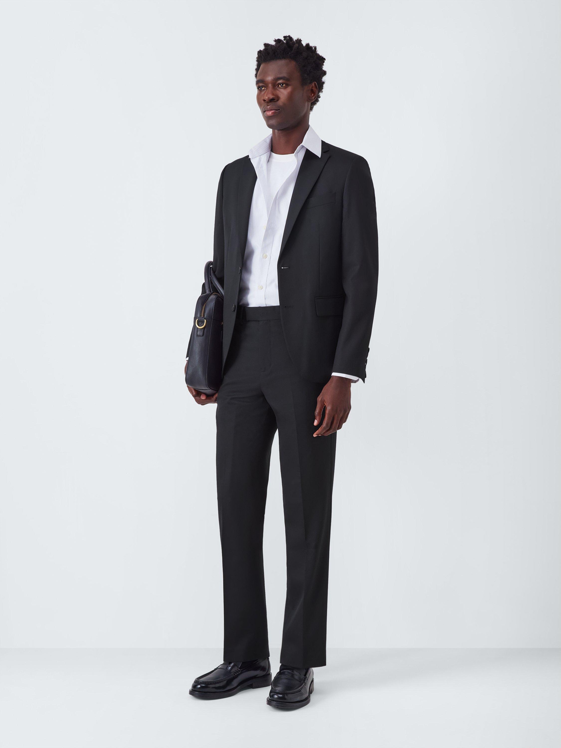 Product image 3 of 7, which shows John Lewis Washable Wool Blend Regular Fit Suit Trousers, Black, 30R