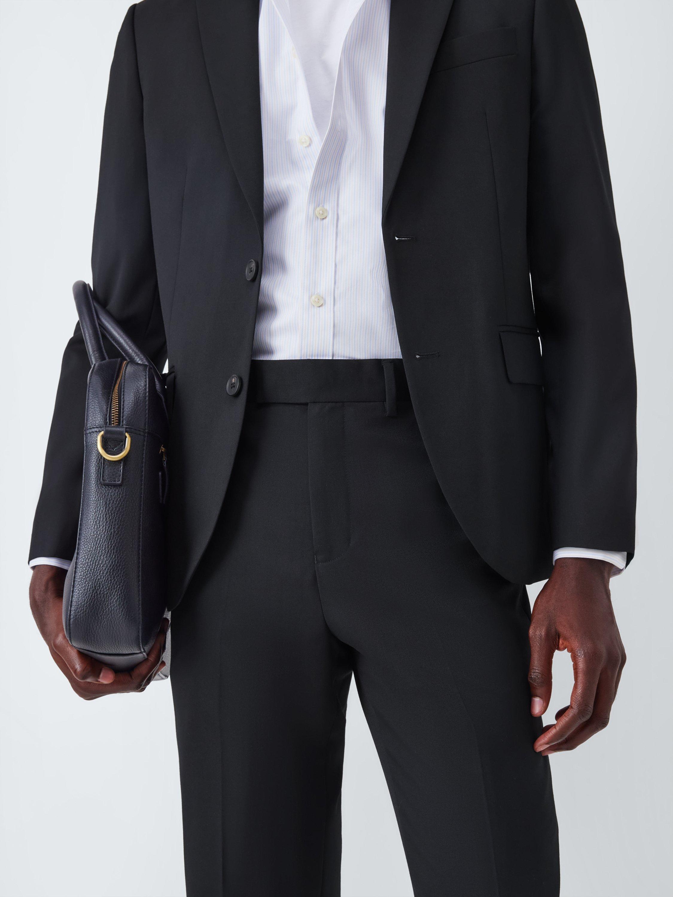Product image 6 of 7, which shows John Lewis Washable Wool Blend Regular Fit Suit Trousers, Black, 30R