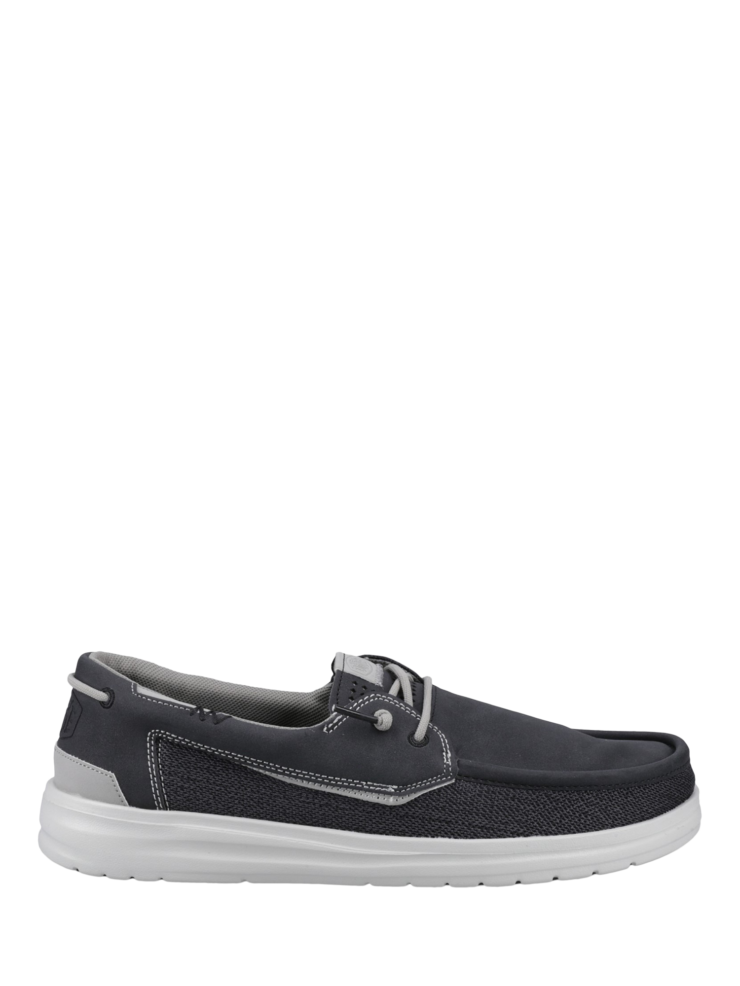 Product image 1 of 4, which shows Hey Dude Welsh Grip Mesh Classic Boat Shoes, Black, 7