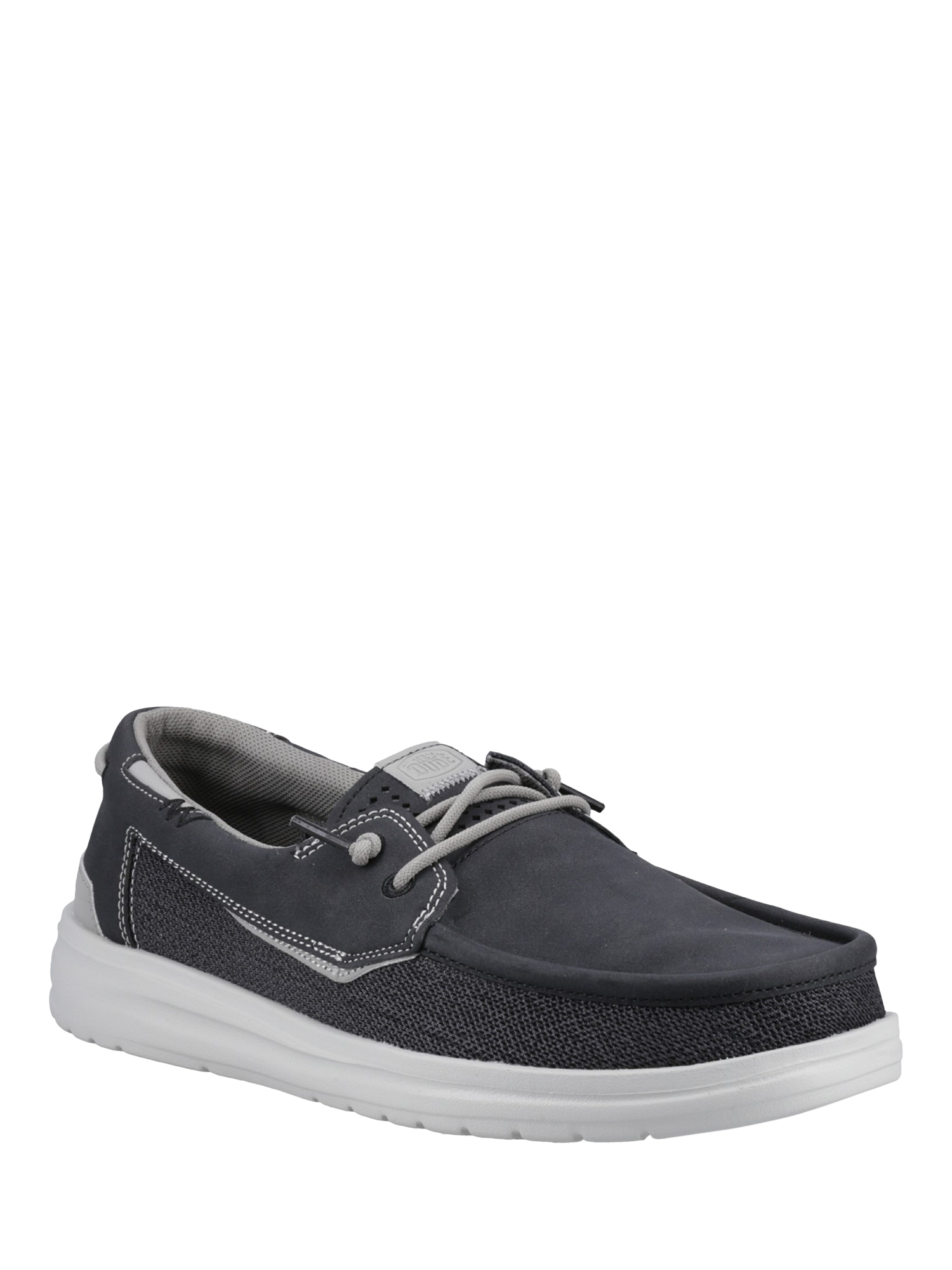 Product image 2 of 4, which shows Hey Dude Welsh Grip Mesh Classic Boat Shoes, Black, 7