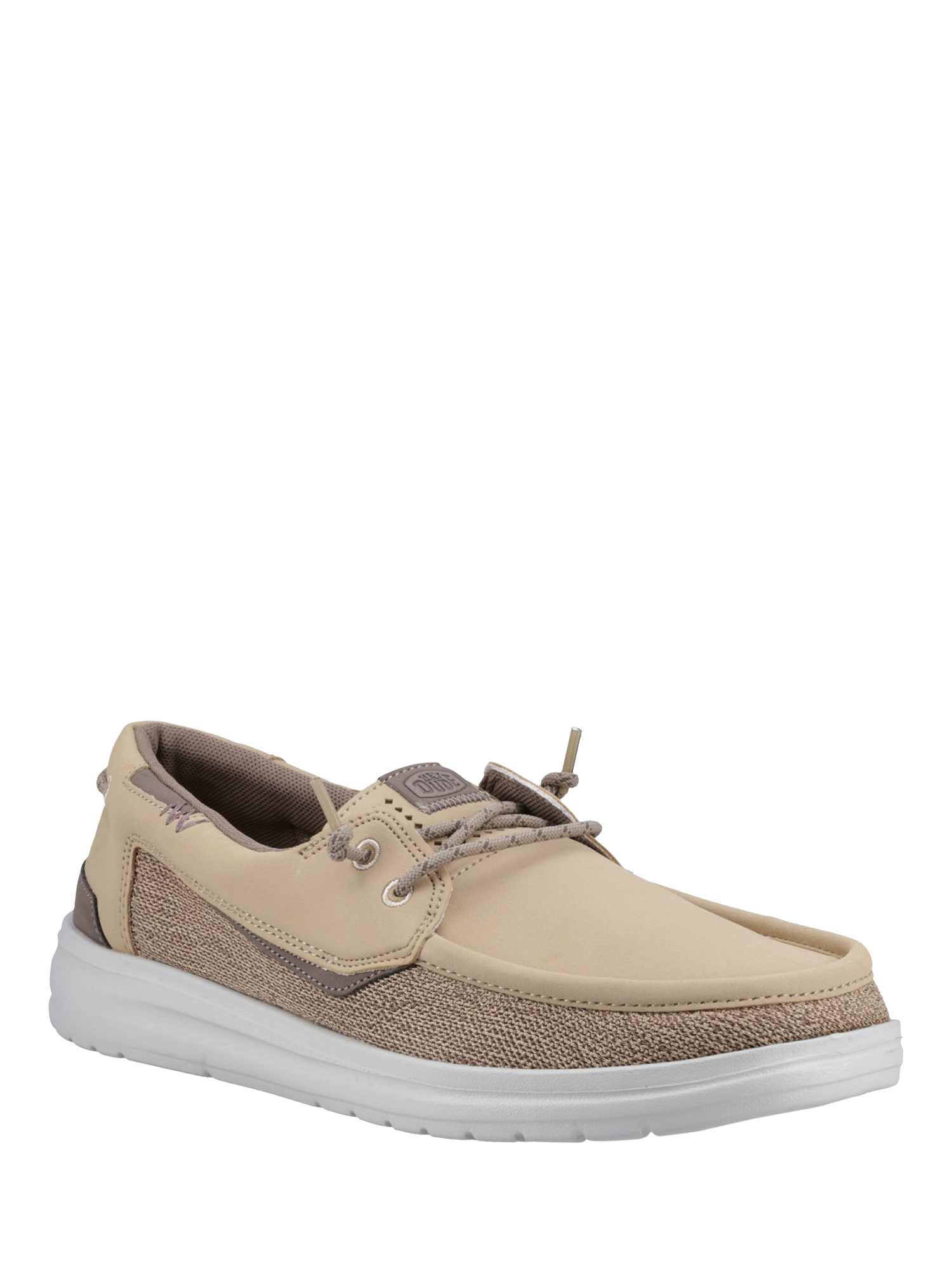 Product image 2 of 4, which shows Hey Dude Welsh Grip Mesh Classic Boat Shoes, Tan, 7