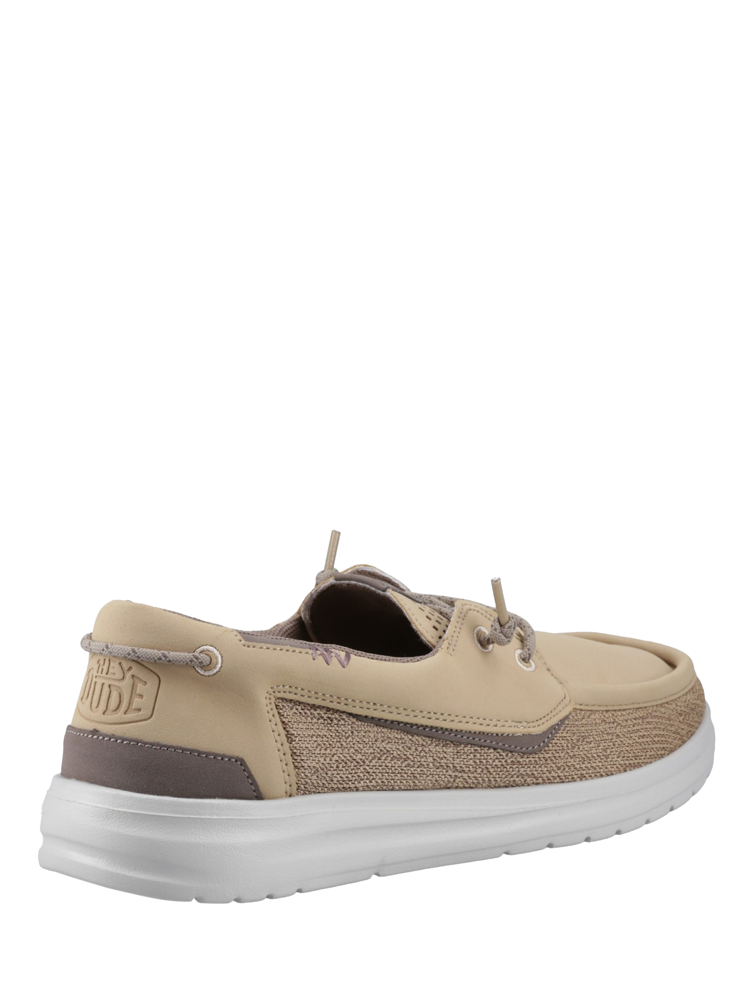 Product image 3 of 4, which shows Hey Dude Welsh Grip Mesh Classic Boat Shoes, Tan, 7