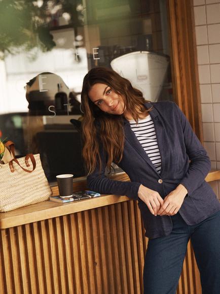 NRBY Penny Pure Linen Jacket - view 2, Navy