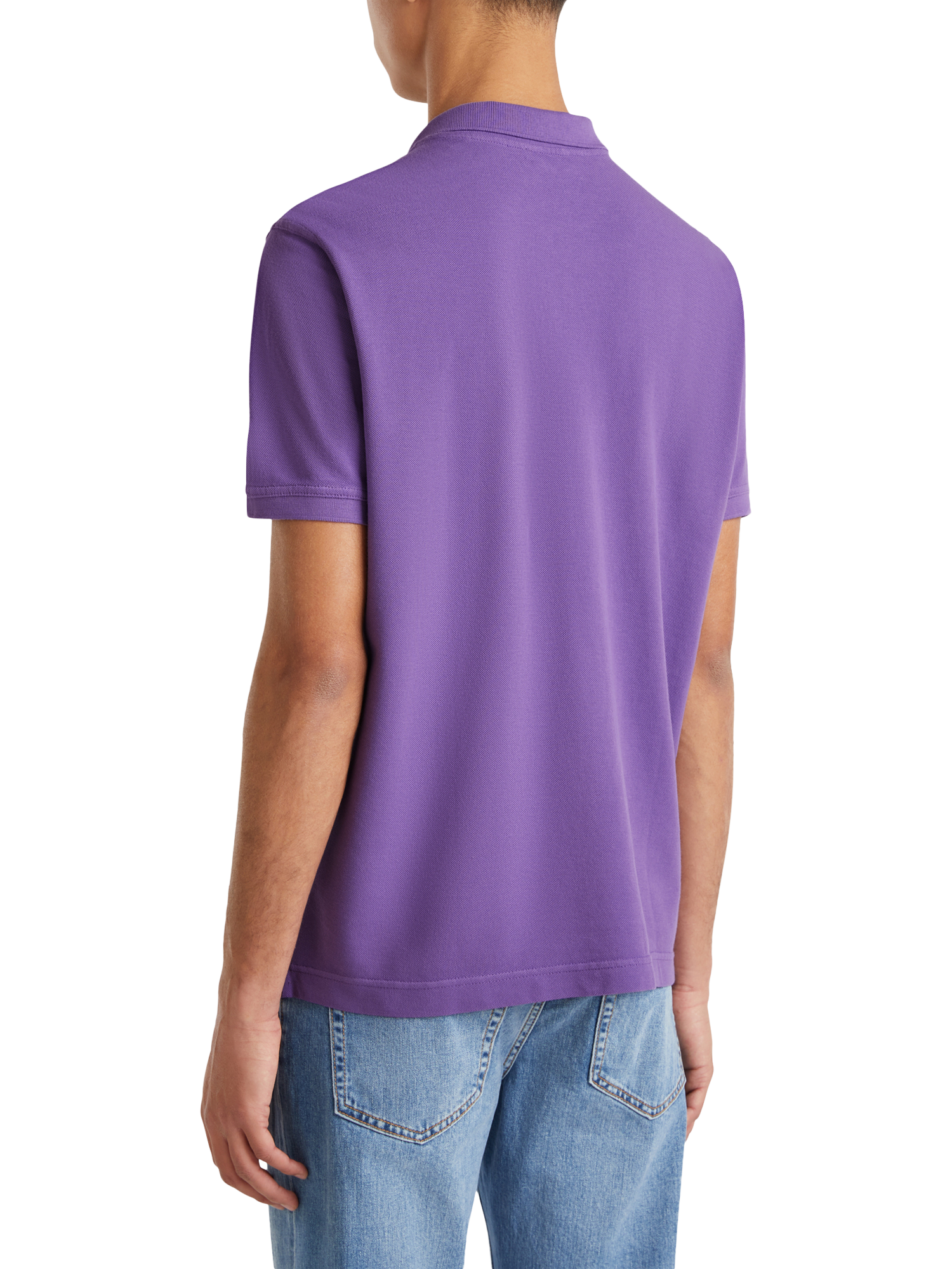 Product image 2 of 2, which shows Benetton Cotton Regular Fit Short Sleeve Polo Shirt, Purple, S
