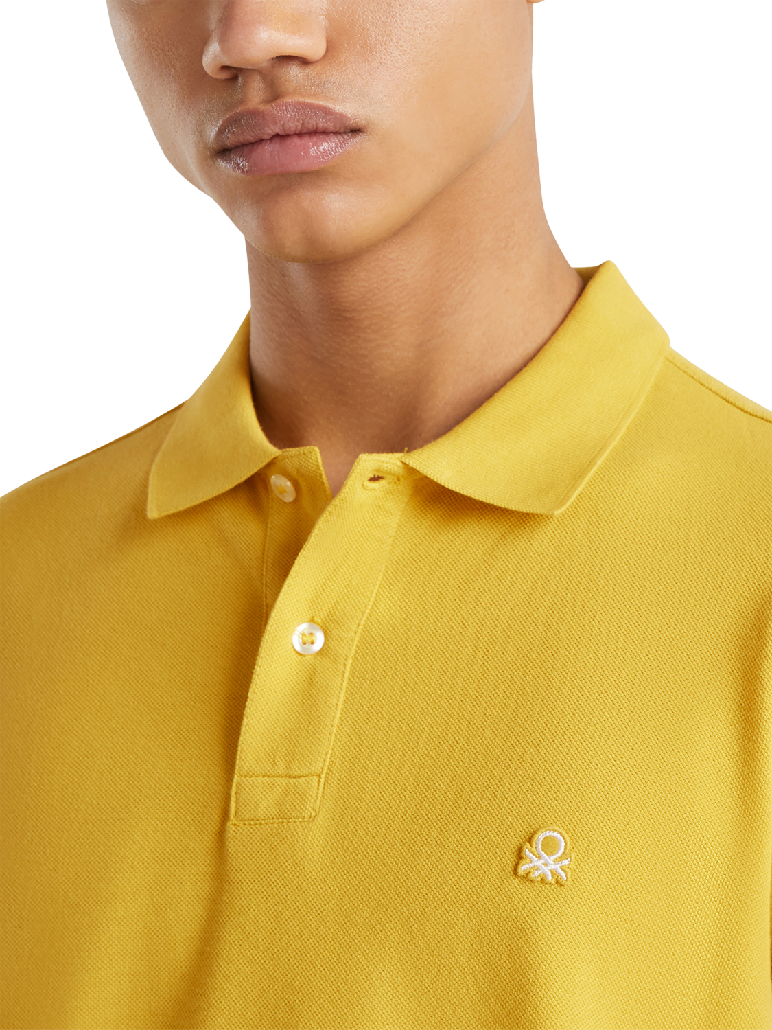 Product image 3 of 3, which shows Benetton Short Sleeve Polo Shirt, Mustard, XXL
