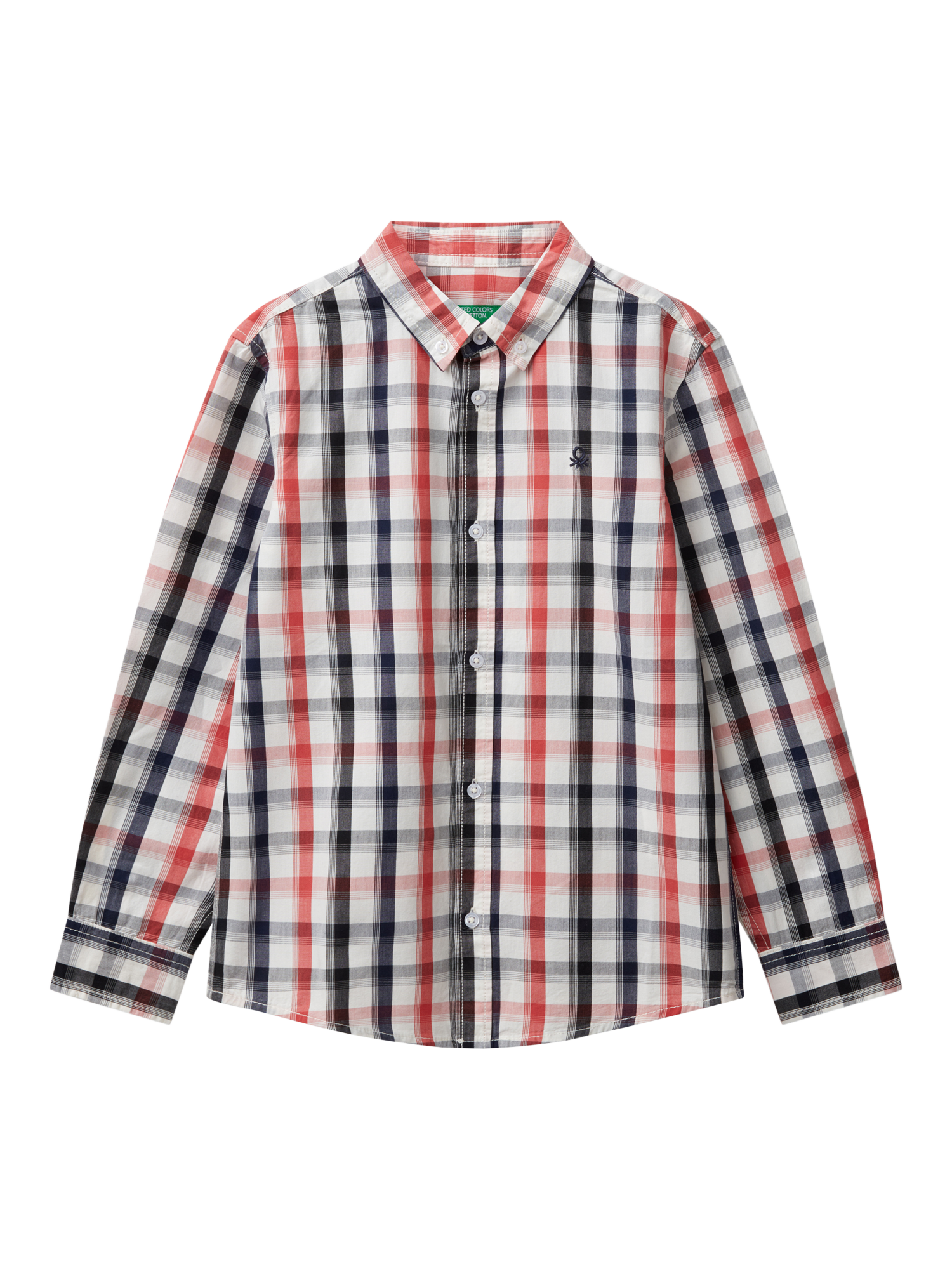 Product image 1 of 2, which shows Benetton Kids' Check Long Sleeve Shirt, Multi, 6-7 years