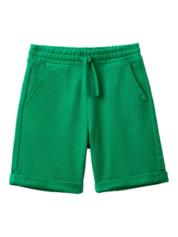 Benetton Kids' Elasticated Drawstring Sweat Shorts, Intense Green, Intense Green