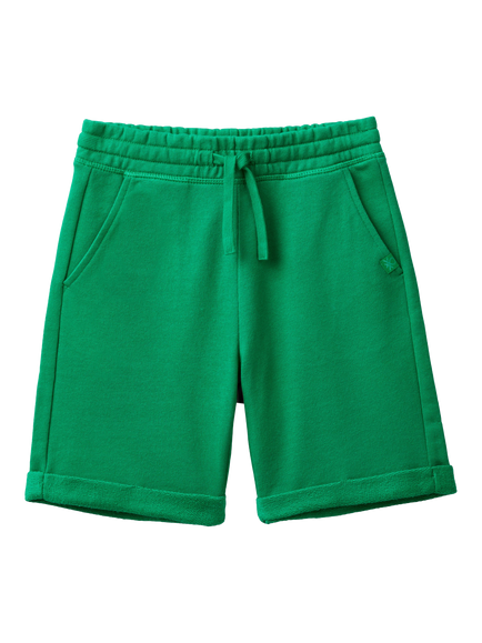 Benetton Kids' Elasticated Drawstring Sweat Shorts, Intense Green, Intense Green