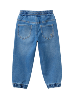 Benetton Kids' Denim Joggers, Blue - view 2, Blue