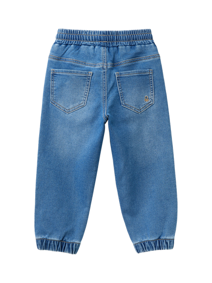 Benetton Kids' Denim Joggers, Blue - view 2, Blue