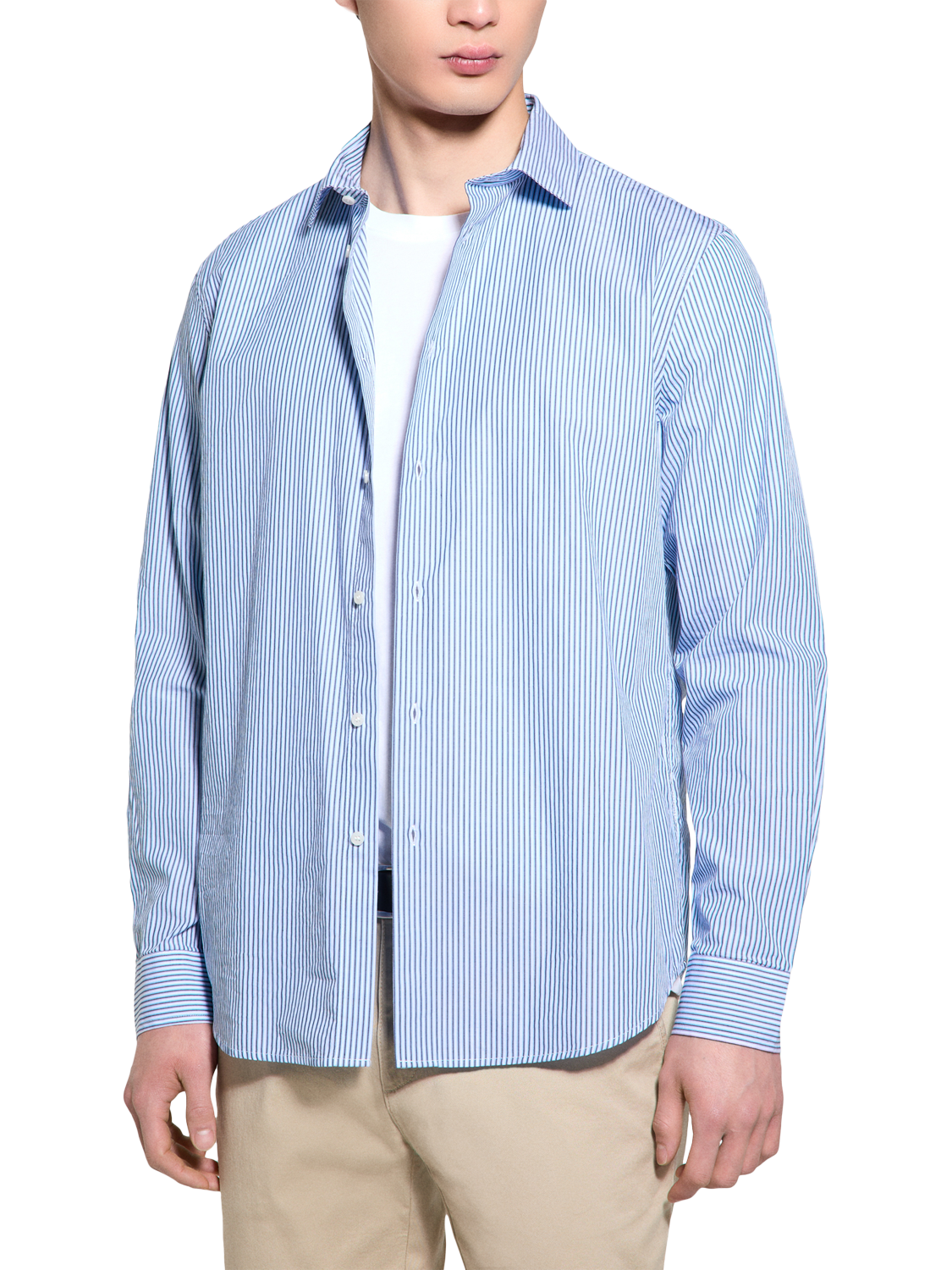 SISLEY Cotton Regular Fit Stripe Shirt, Blue