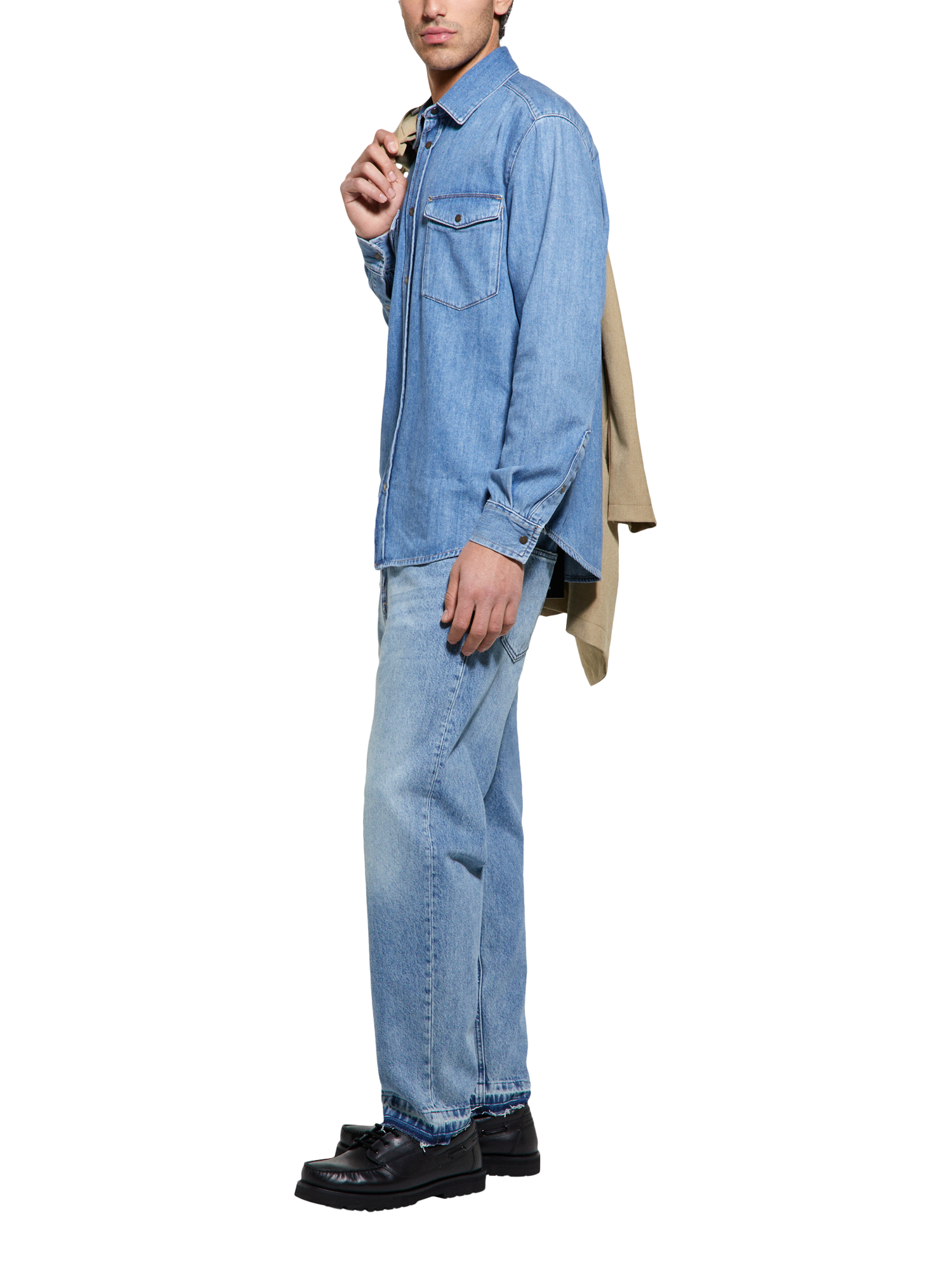 Product image 4 of 4, which shows SISLEY Cotton Regular Fit Denim Shirt, Blue, M