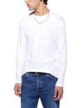 SISLEY Cotton Slim Fit Long Sleeve T-Shirt, White