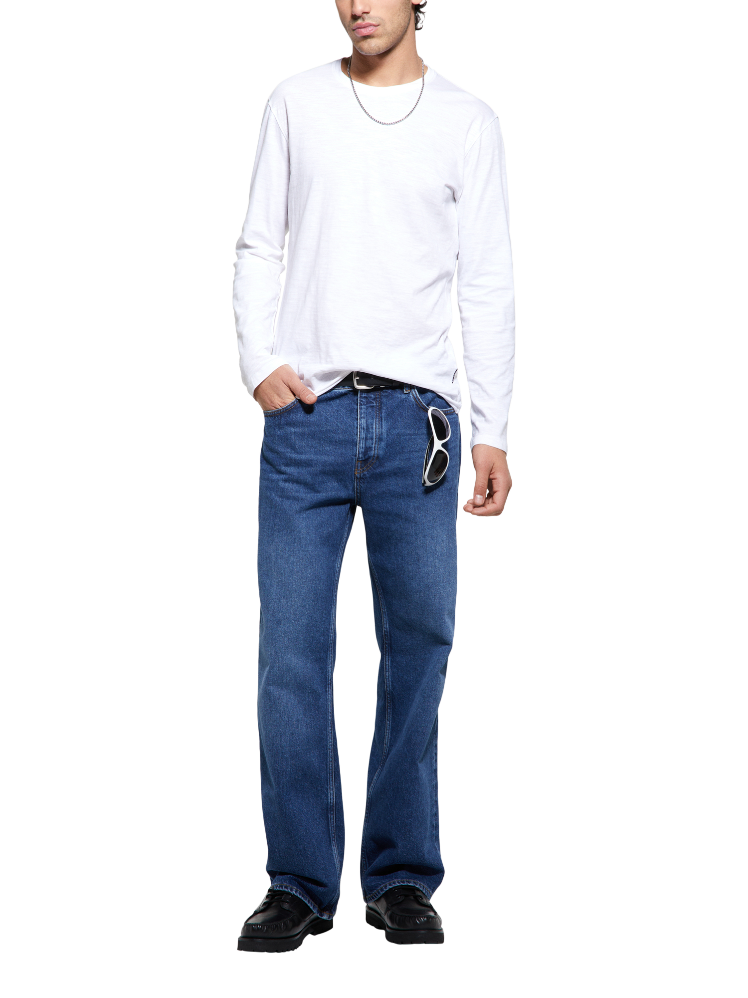 Product image 3 of 4, which shows SISLEY Cotton Slim Fit Long Sleeve T-Shirt, White, S